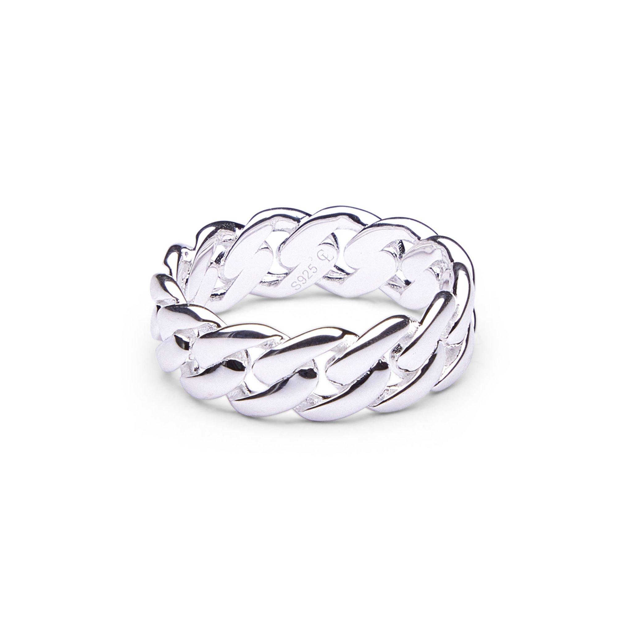 Sterling Sil - Common Lines - Cuban Link Ring - 1