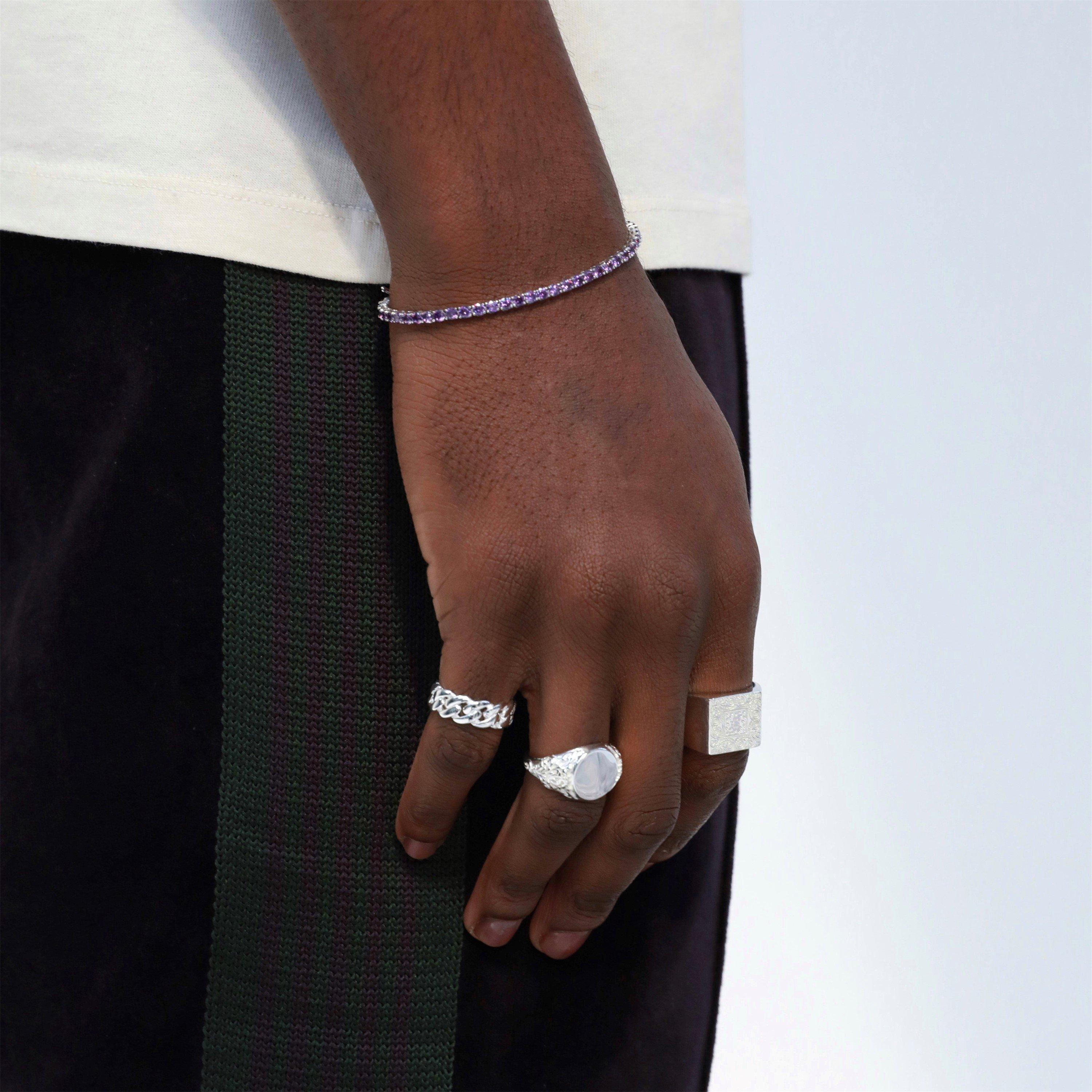 Sterling Sil - Common Lines - Cuban Link Ring - 3