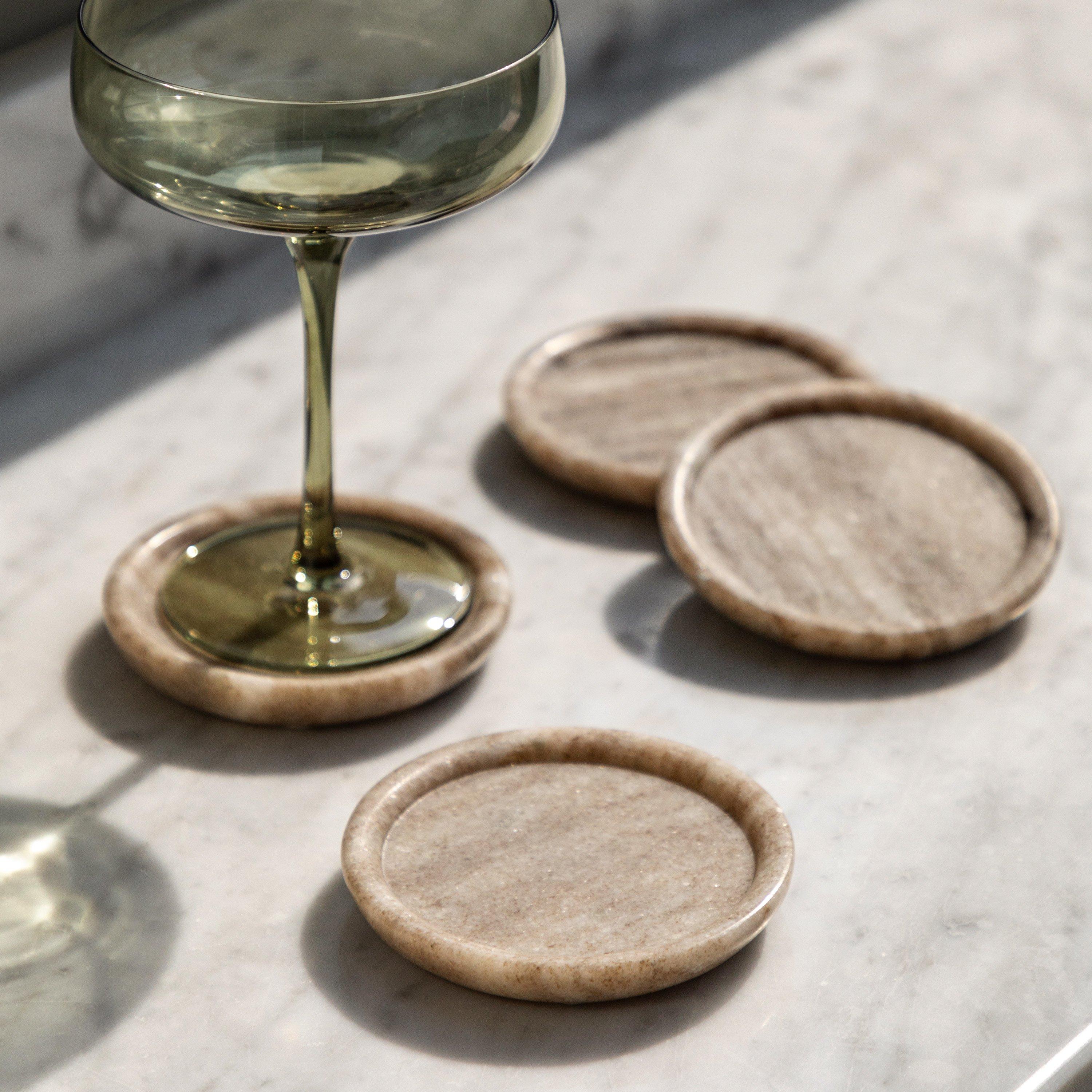 Beige Marble - Gallery - Novi Round Coasters S/4 Beige Marble - 1