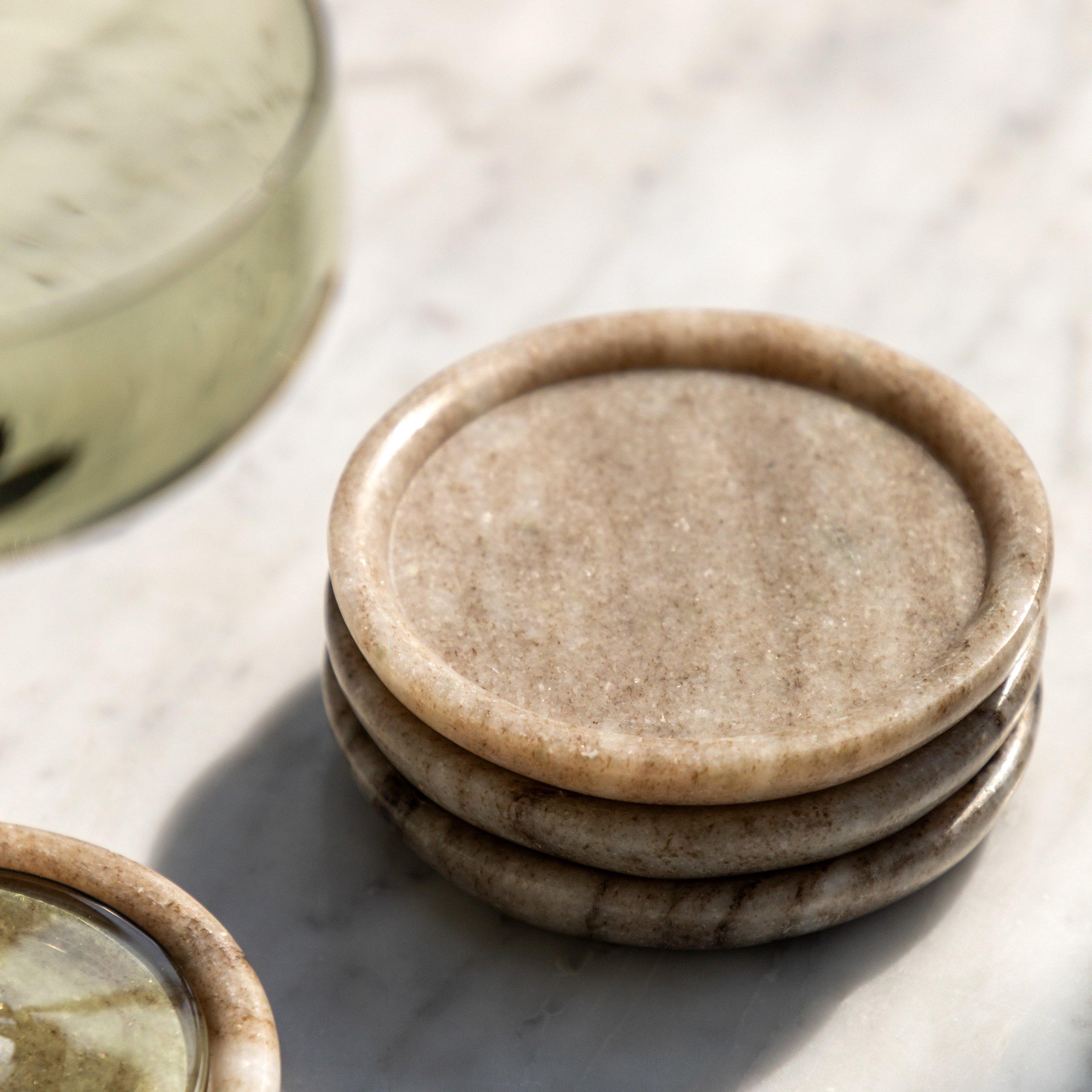 Beige Marble - Gallery - Novi Round Coasters S/4 Beige Marble - 3