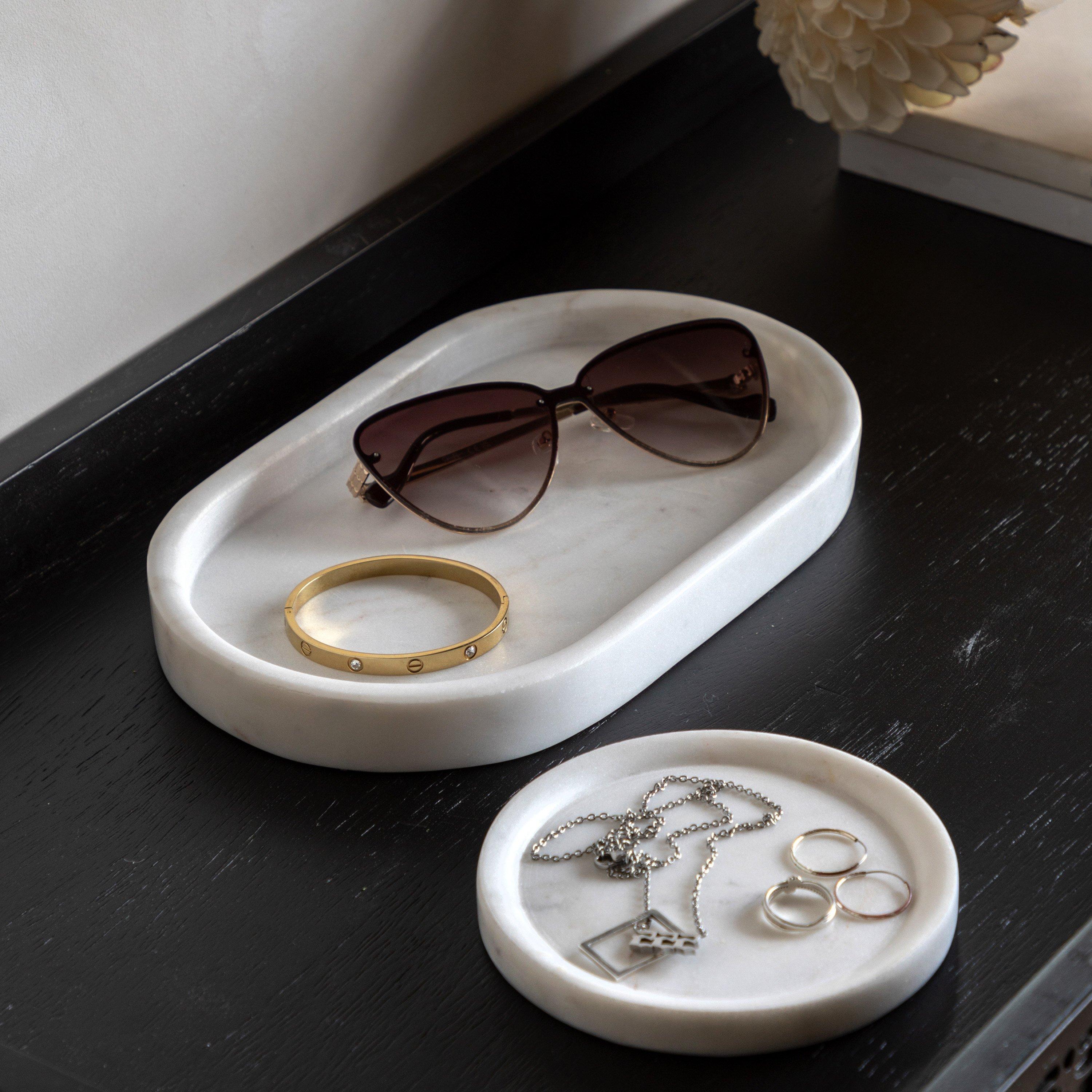 Gallery  Piedra Marble Trinket Tray S/2 White