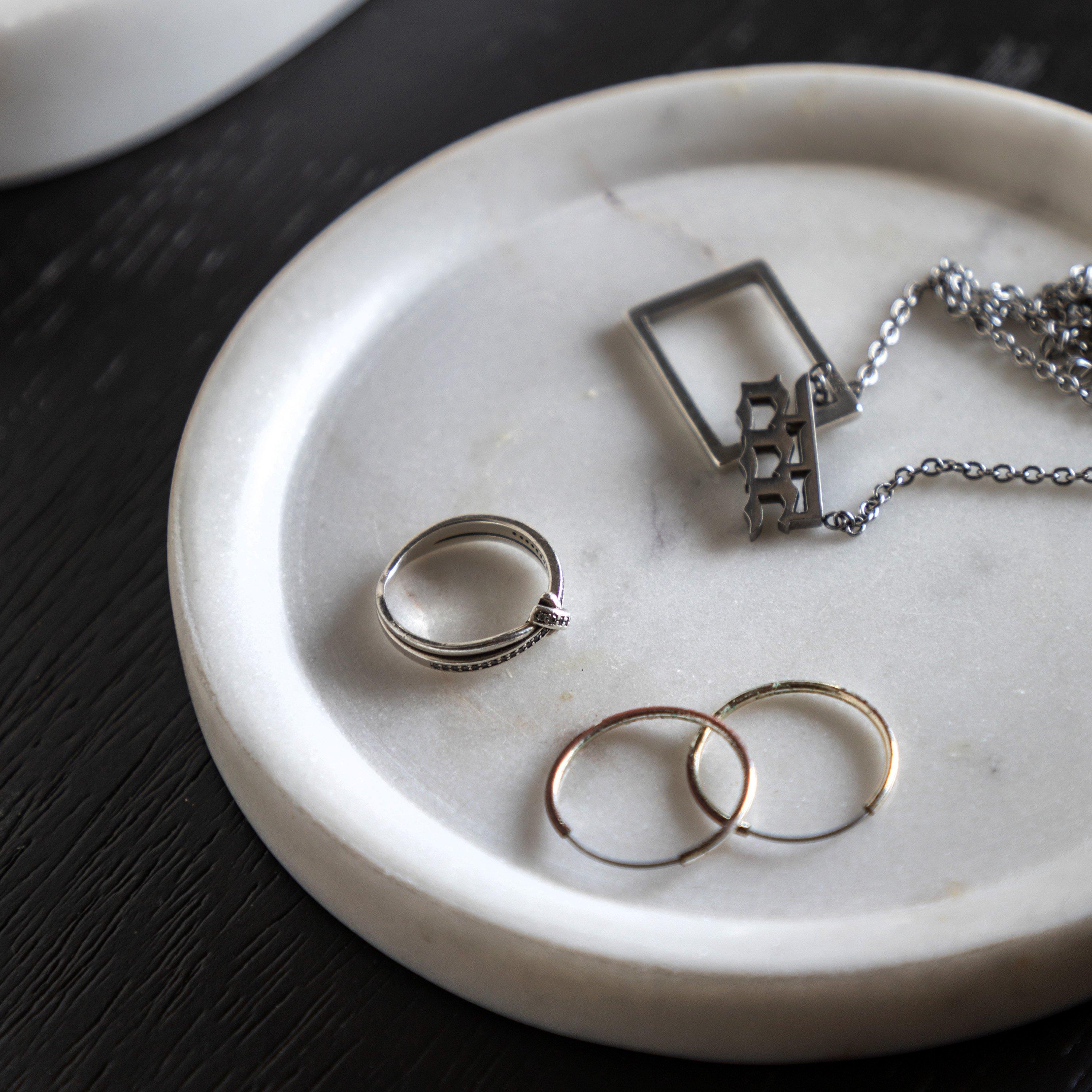 White - Gallery - Piedra Marble Trinket Tray White S/2 - 2