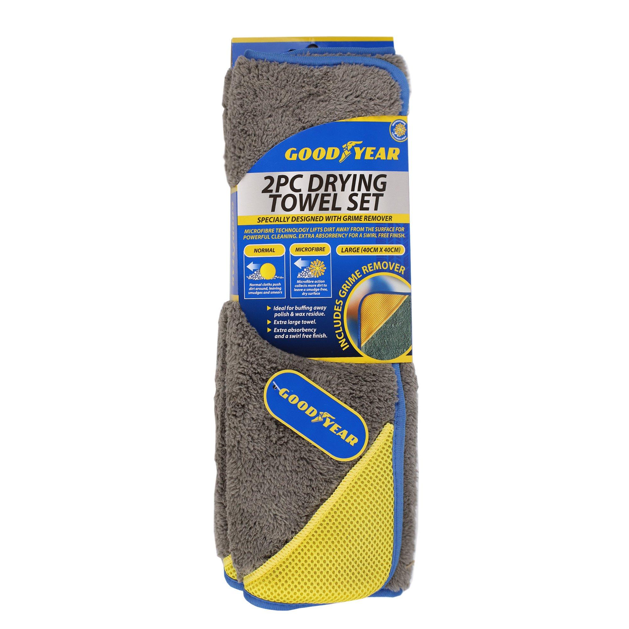 Grey - Goodyear - Goodyear 2 Piece Drying Towel set - 40cm x 40cm - 1