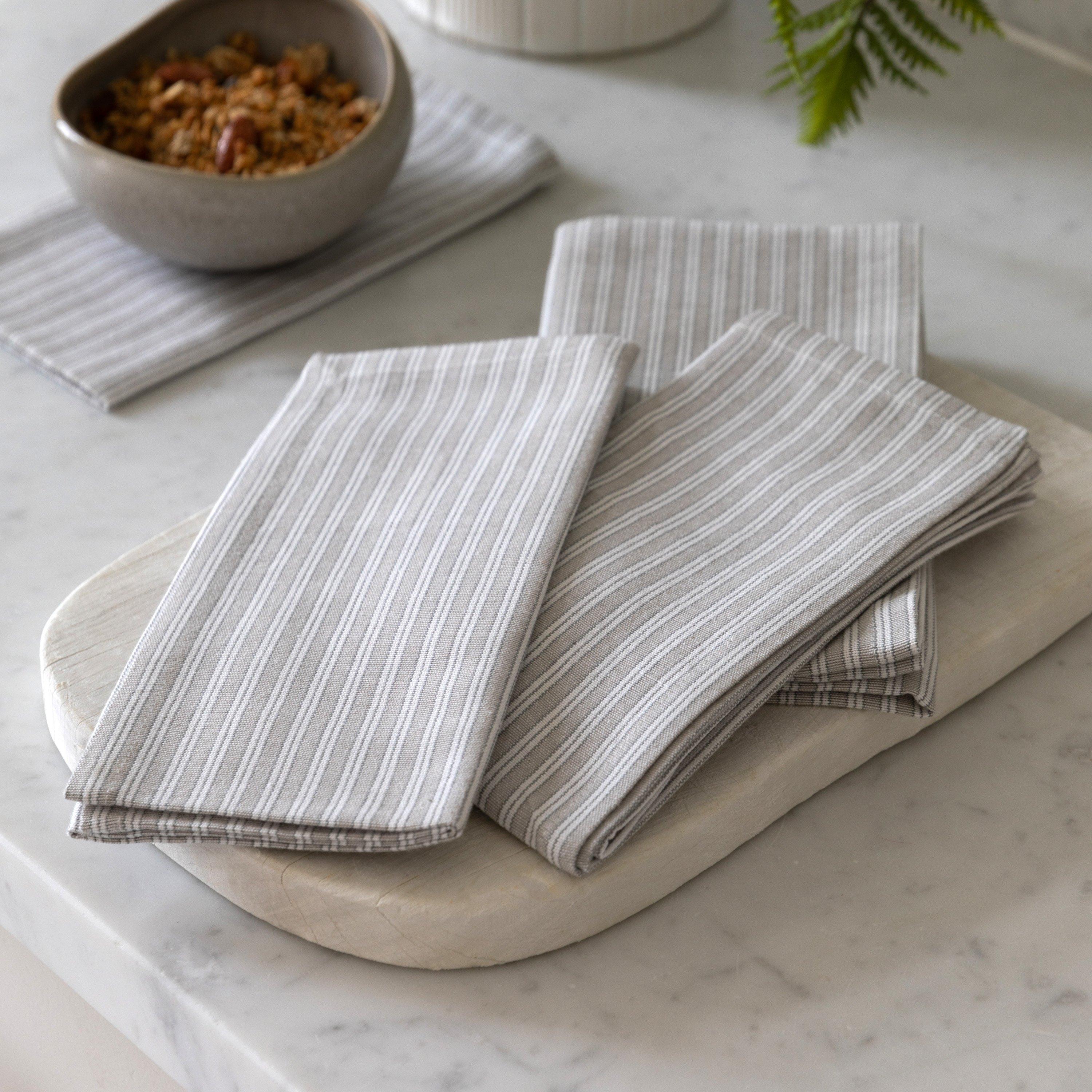 Grey - Gallery - Woven Striped Napkin Grey (4pk) - 1