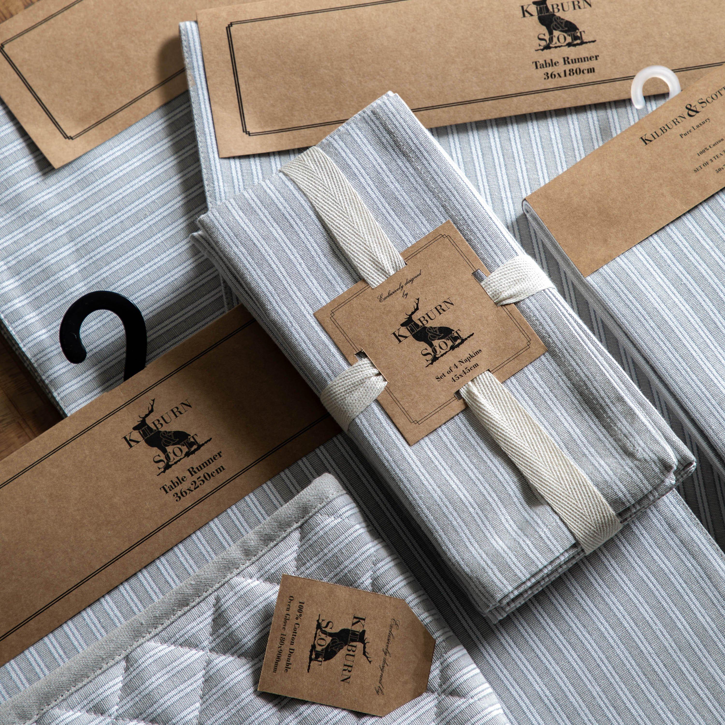 Grey - Gallery - Woven Striped Napkin Grey (4pk) - 3