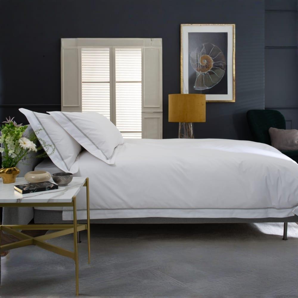 The Lyndon Company  Hampstead Percale Cotton Duvet Set - Silver - Double