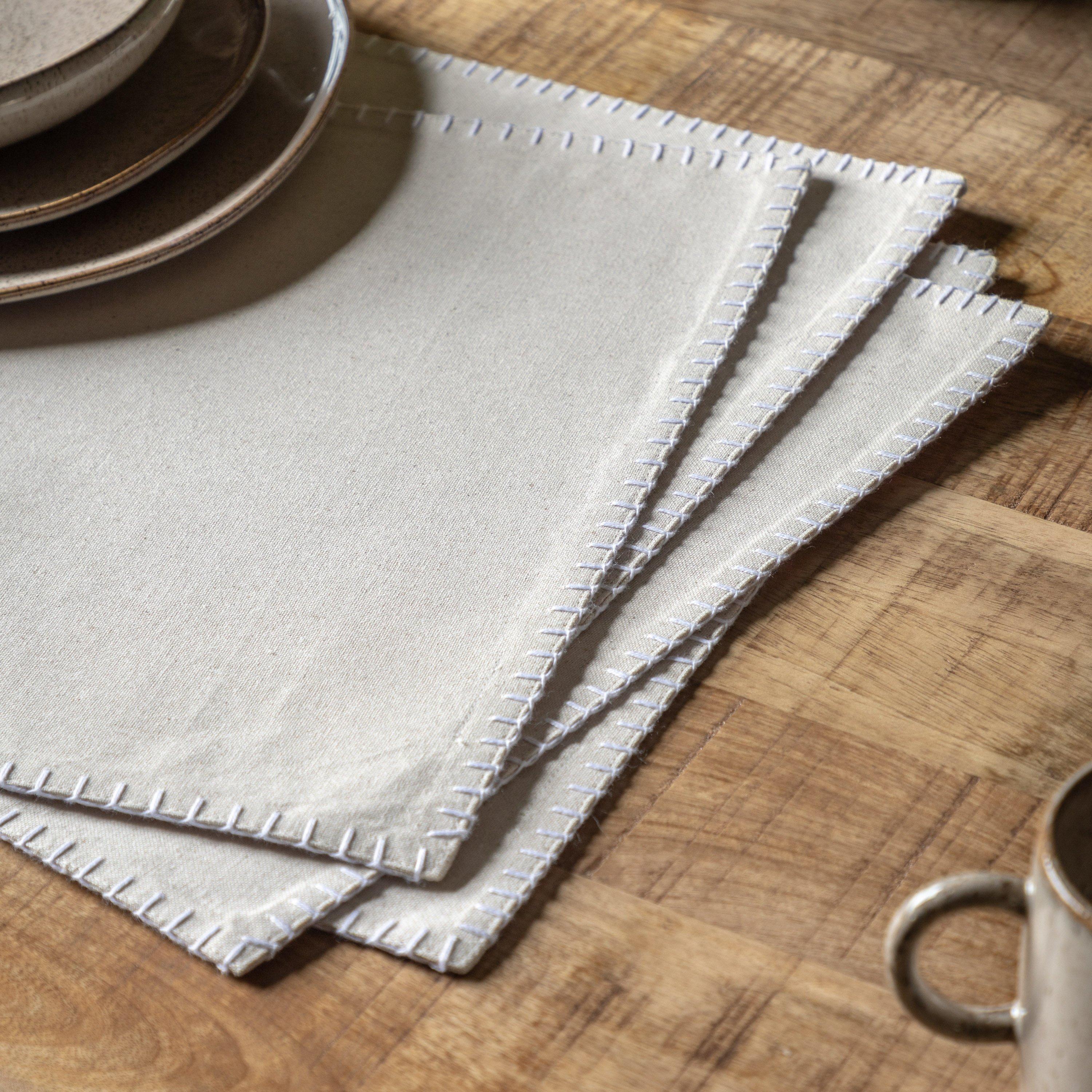 Beige - Gallery - Linen Effect Placemat (4pk) - 1