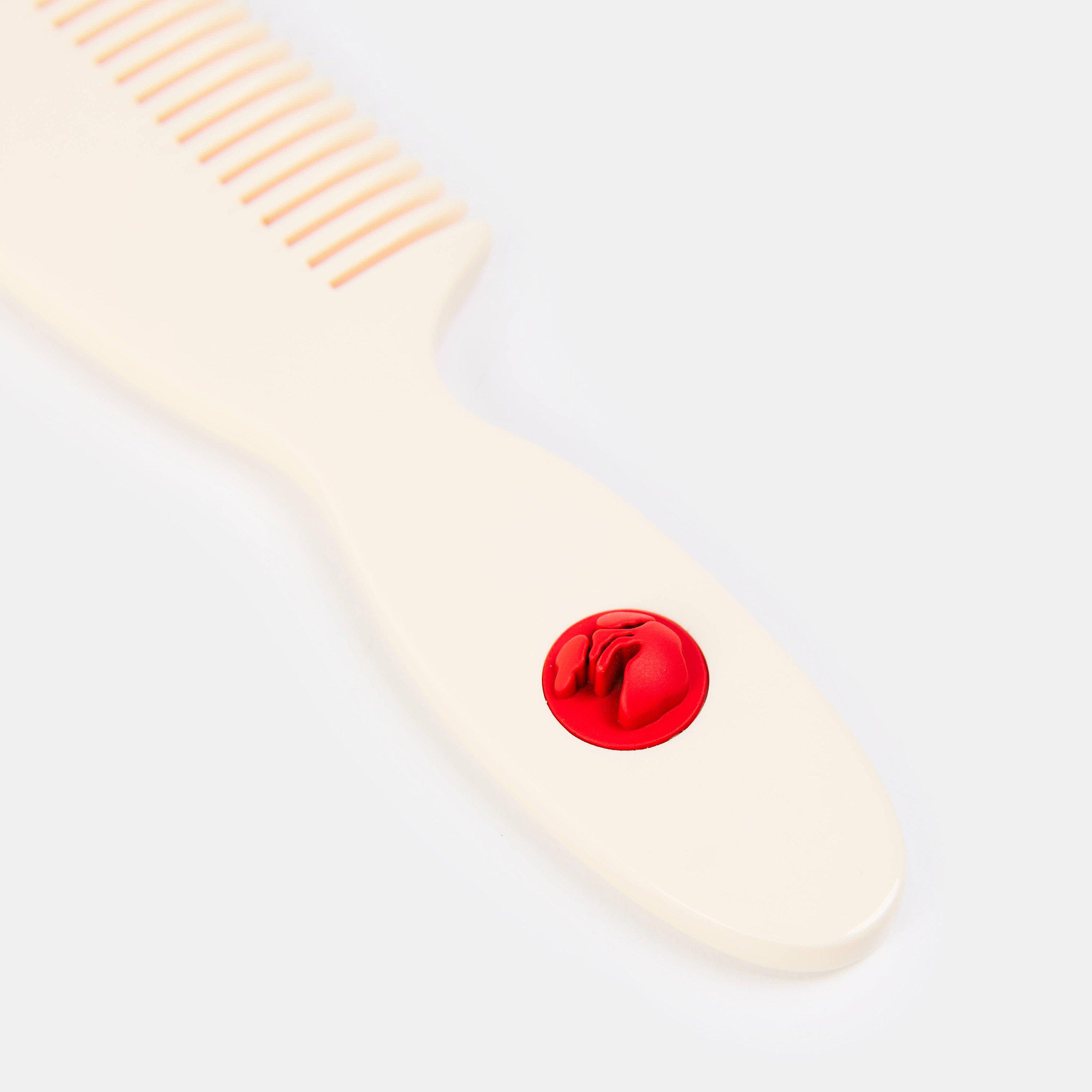 Creme/Red - Off White - Unisex Hair Brush - 2