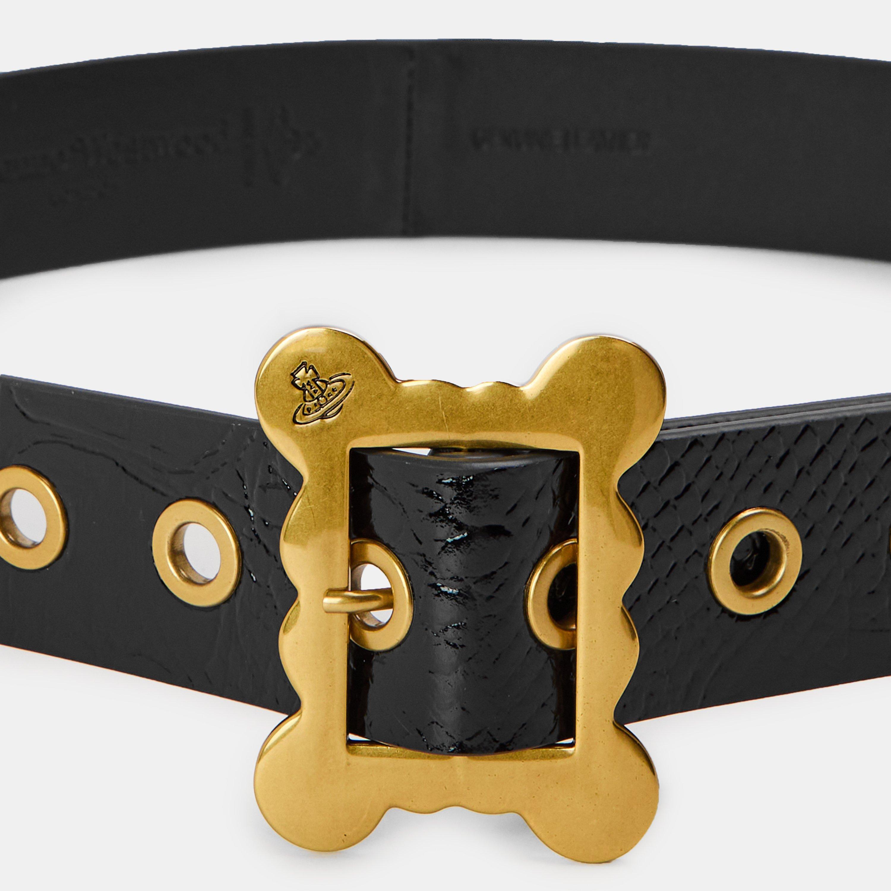 Black - Vivienne Westwood - Men's Frame Buckle Leather Belt - 3