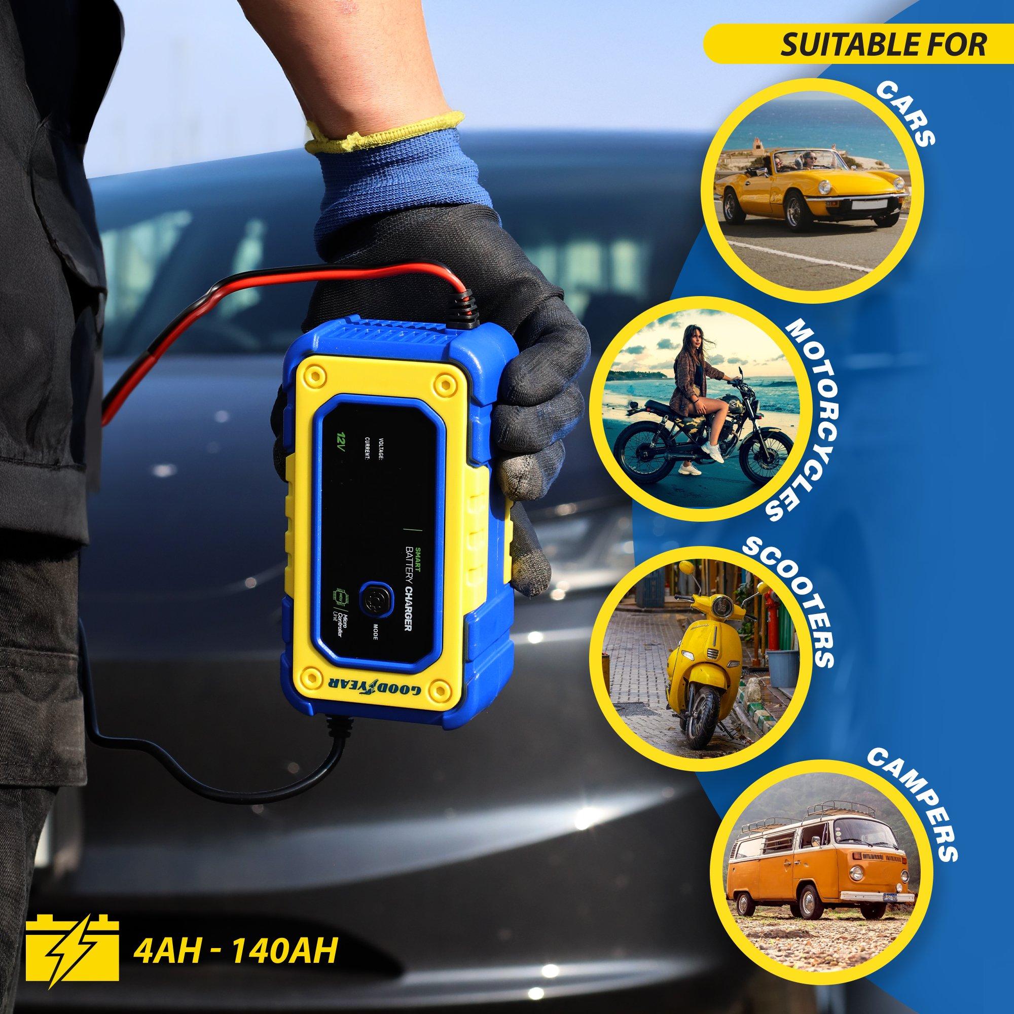 Bleu et Jaune - Goodyear - 12V 7A Smart Battery Charger - 3