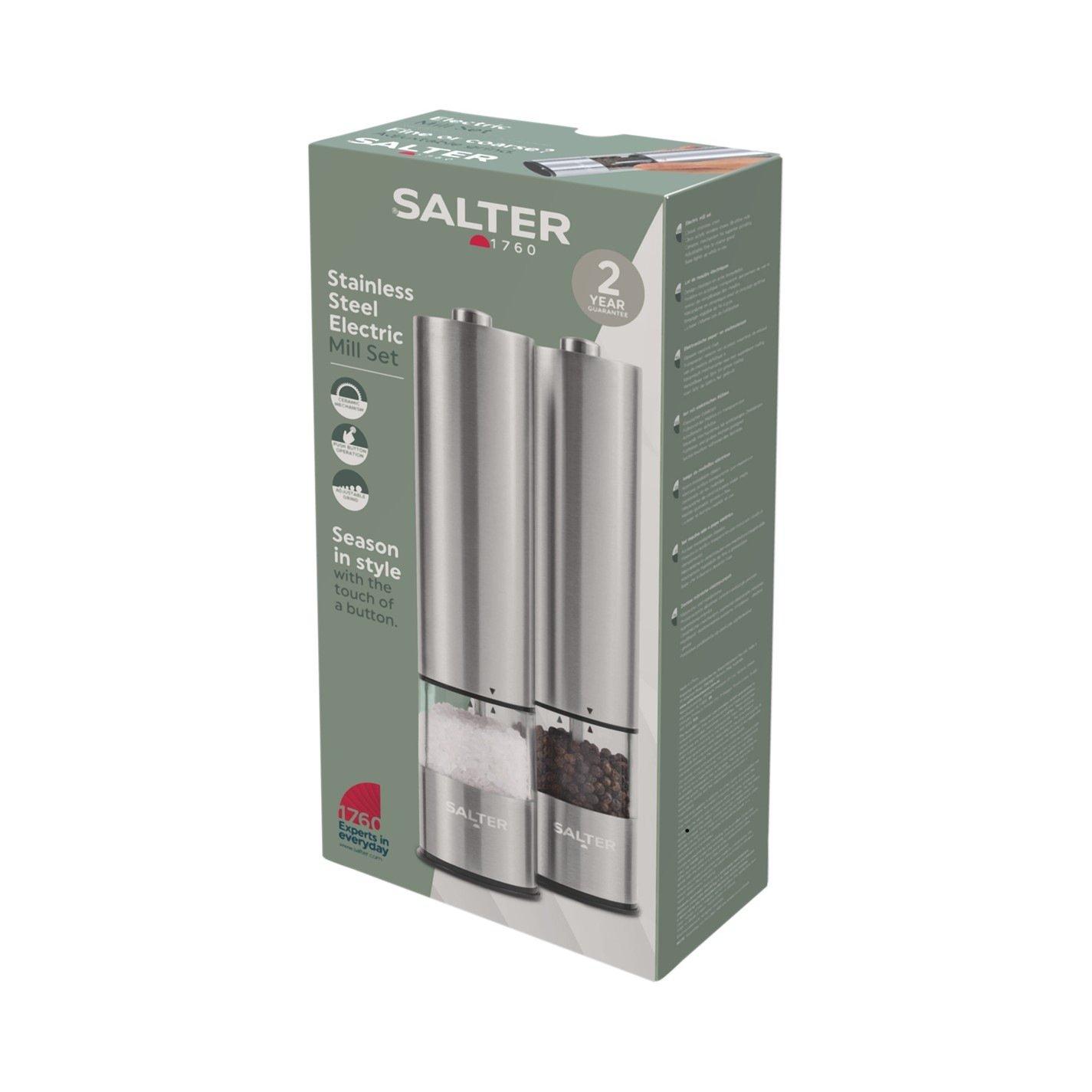 Silver - Salter - Electric Salt & Pepper Mills - Stainless Steel - 2