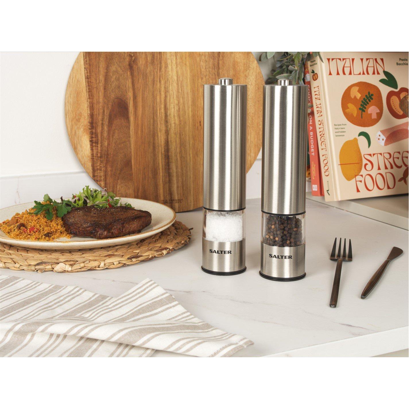 Silver - Salter - Electric Salt & Pepper Mills - Stainless Steel - 3