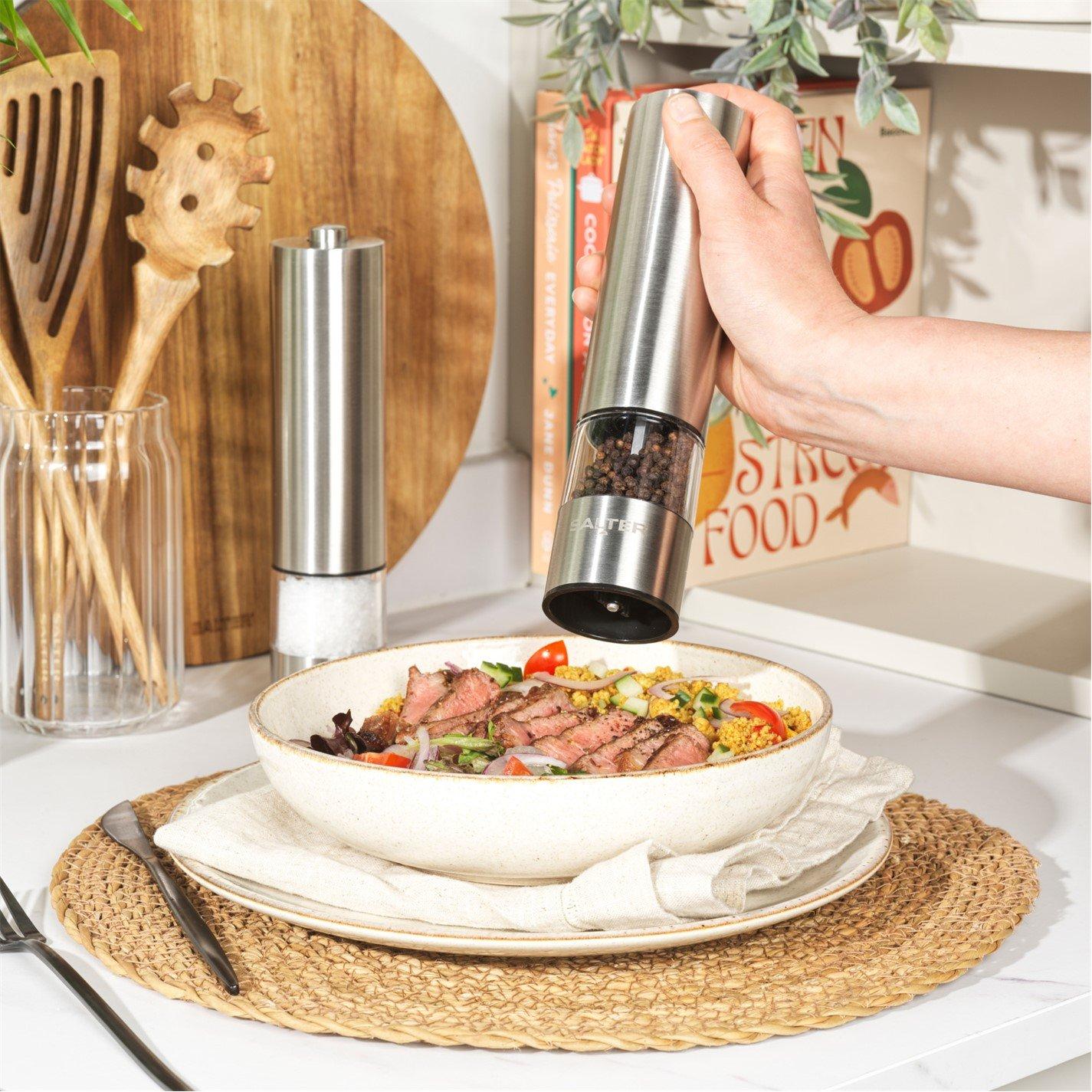 Silver - Salter - Electric Salt & Pepper Mills - Stainless Steel - 6