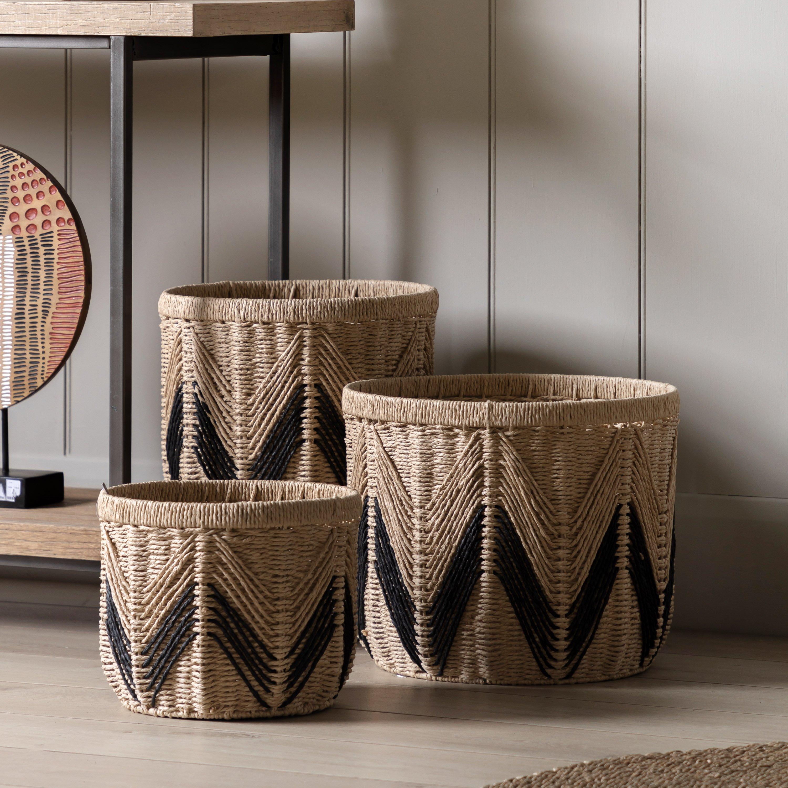 Natural & Black - Gallery - Cameroon Baskets Natural & Black (Set of 3) - 1
