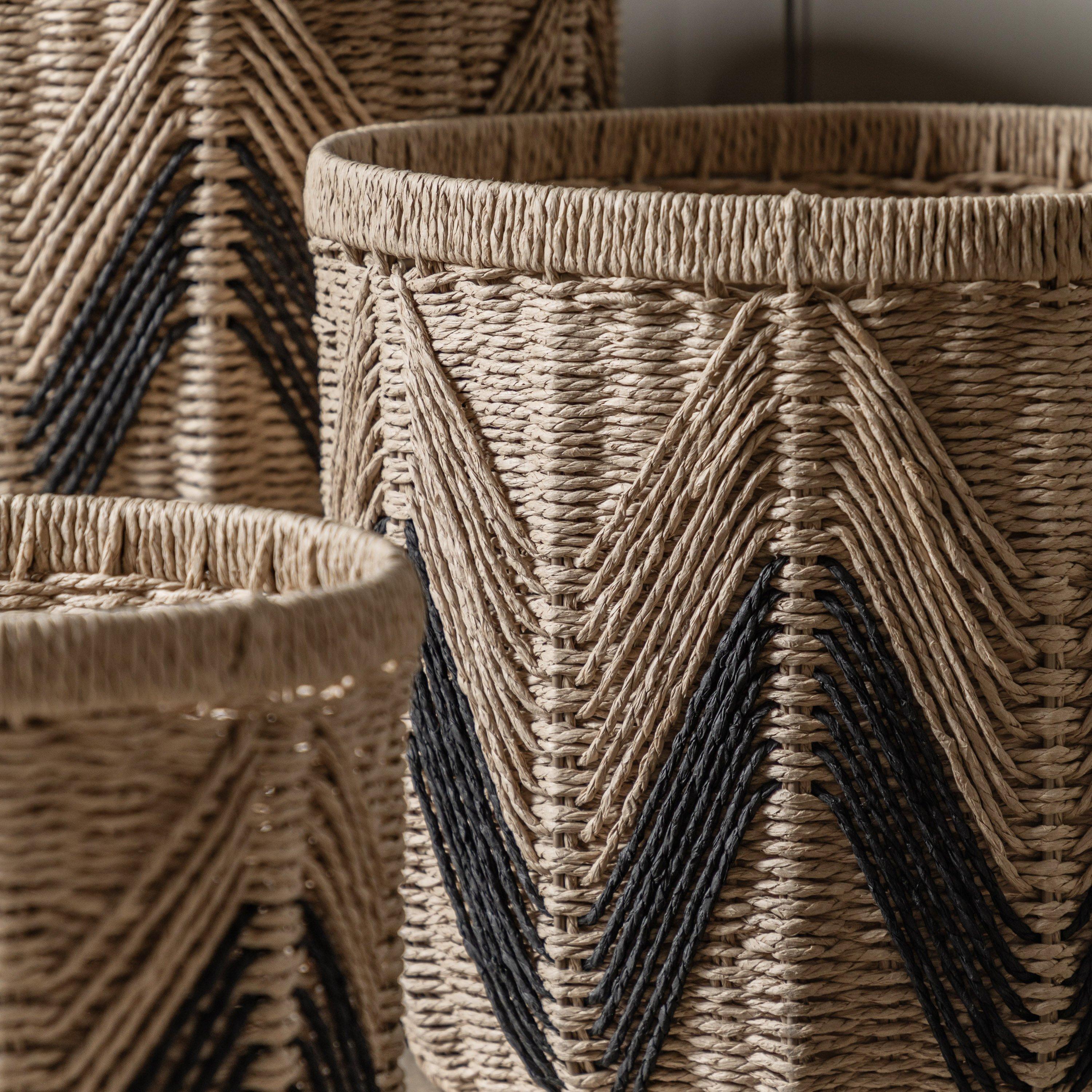 Natural & Black - Gallery - Cameroon Baskets Natural & Black (Set of 3) - 2