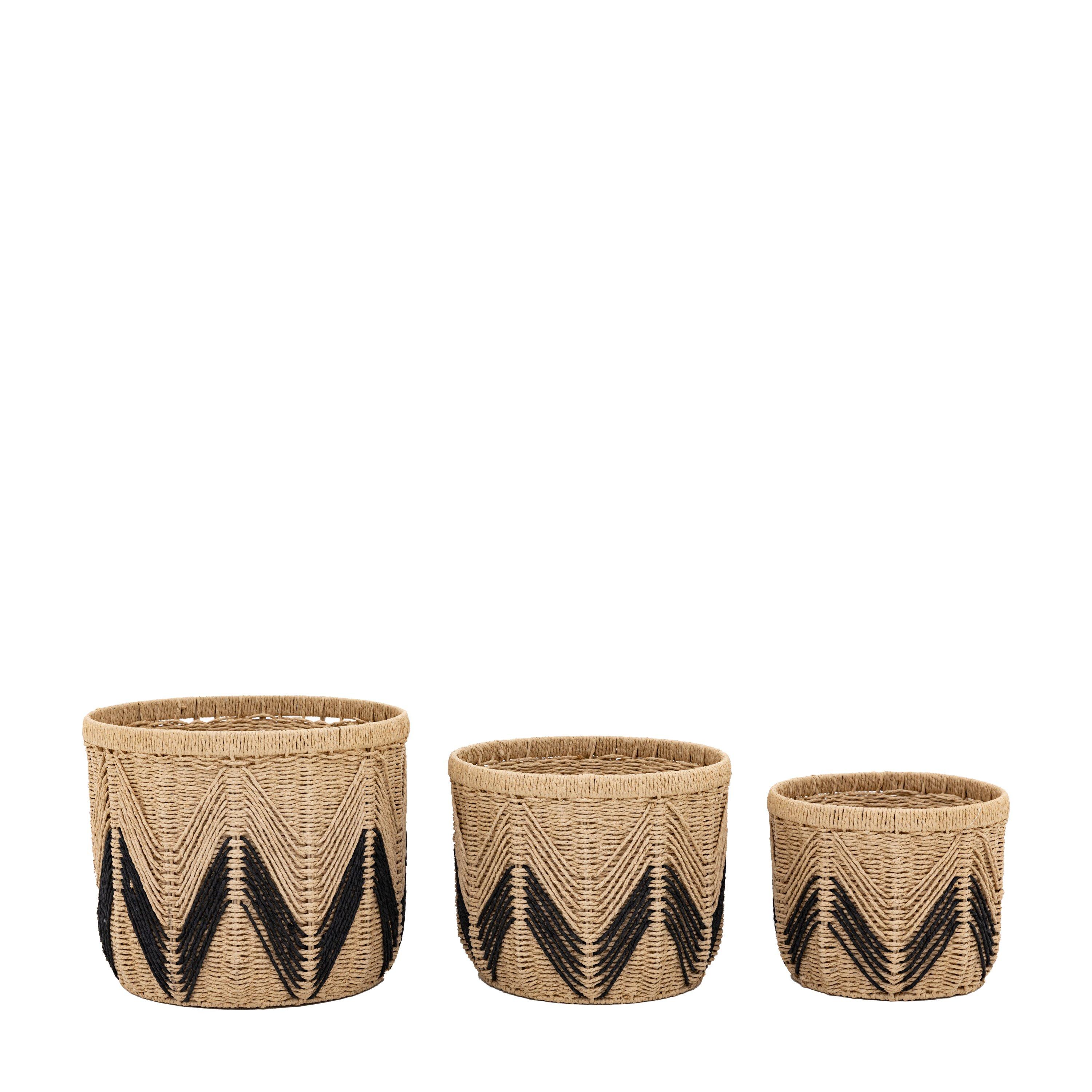 Natural & Black - Gallery - Cameroon Baskets Natural & Black (Set of 3) - 3
