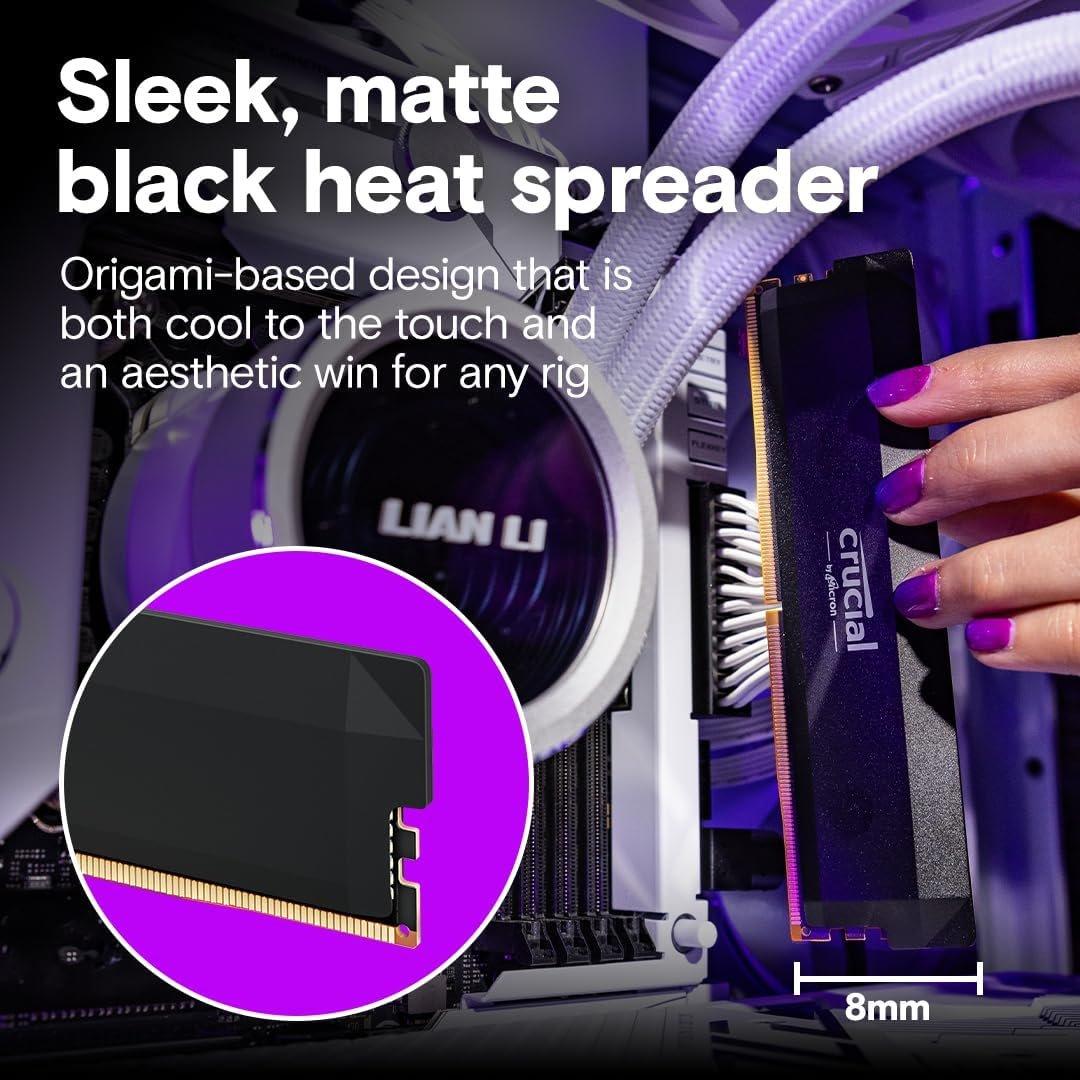 Black - Crucial Technology - DDR5-6400 CL40 64GB Kit (32GBx2) UDIMM: OC Gaming Memory Black - 5