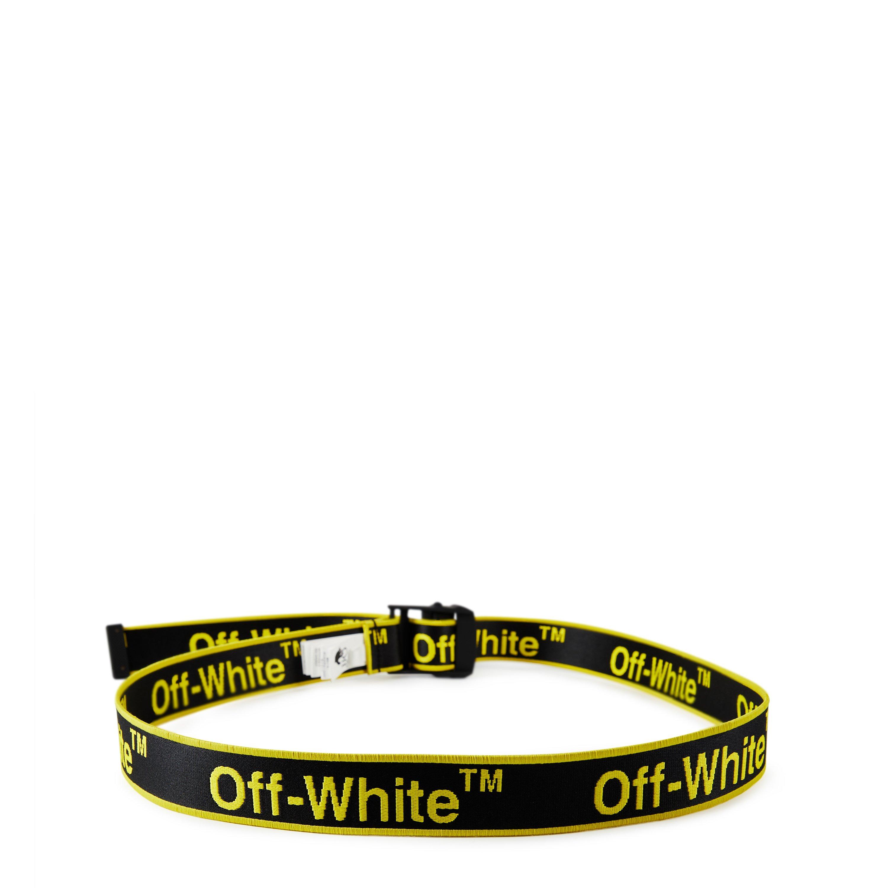 Blk/Yllw - Off White - Men's Graphic Industrial Belt, Adjustable Cargo Strap - 2