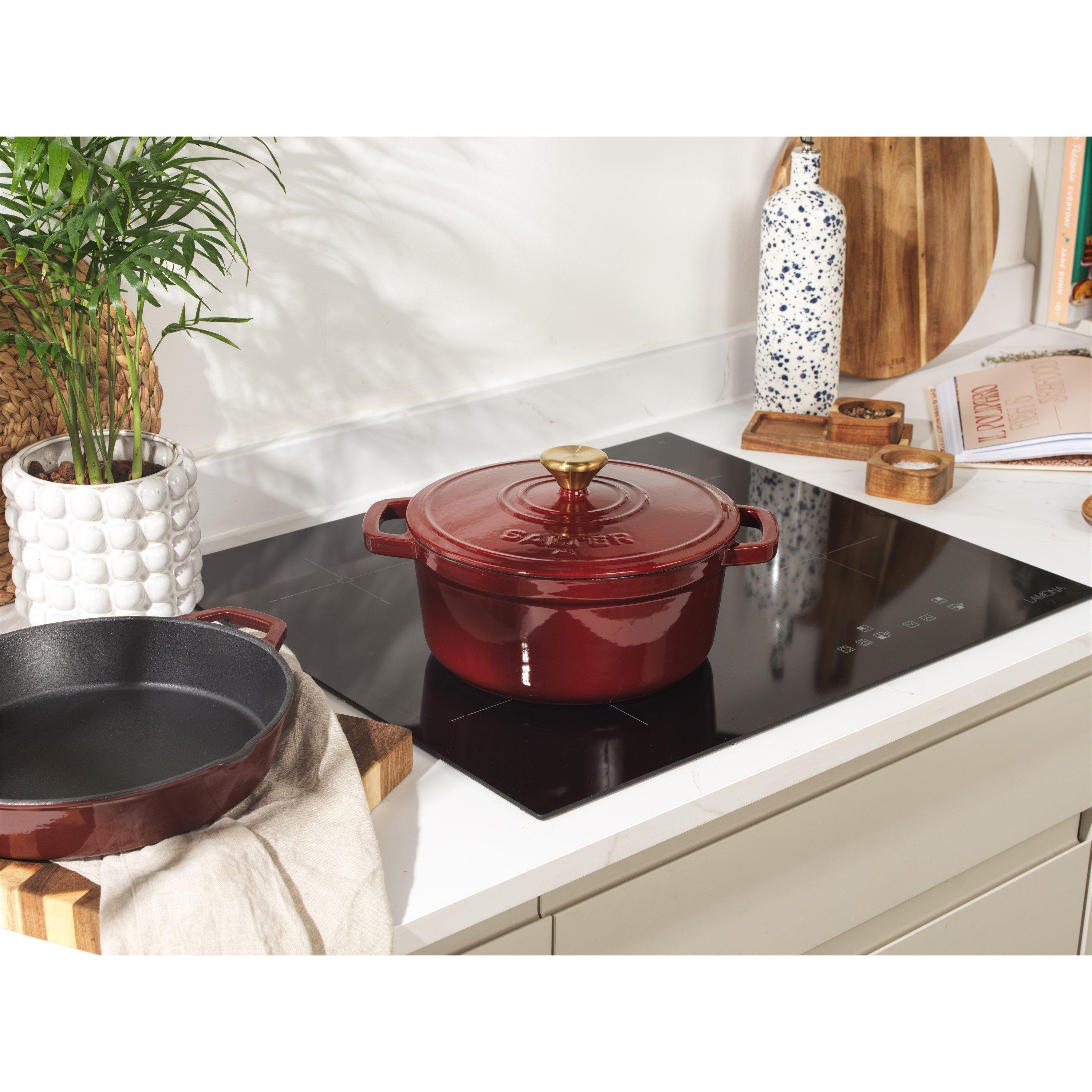 Red - Salter - Chester Cast Iron Casserole Dish 3.4 L - 4