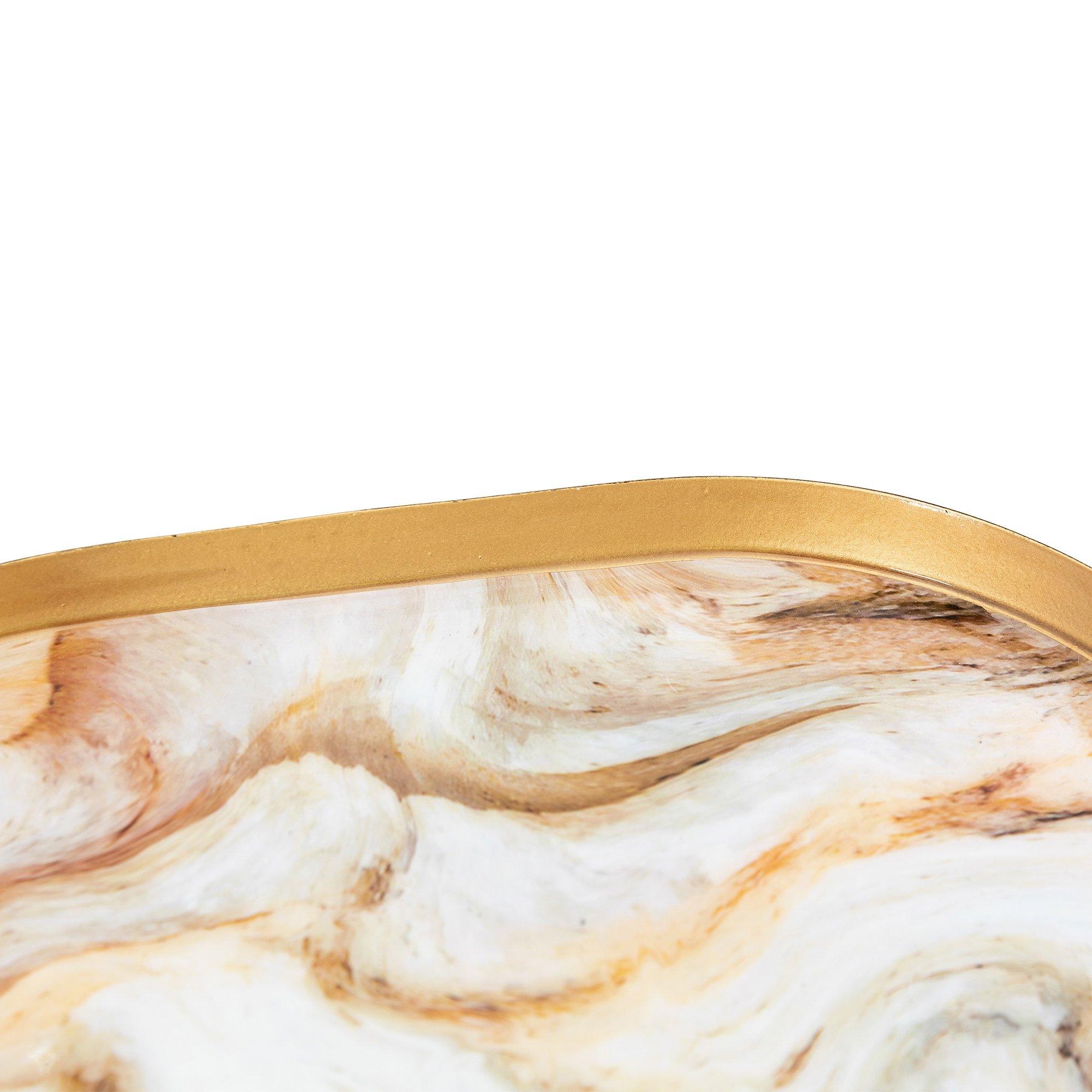 Brown - Gallery - Sahara Round Marbled Tray (Set of 3) - 2