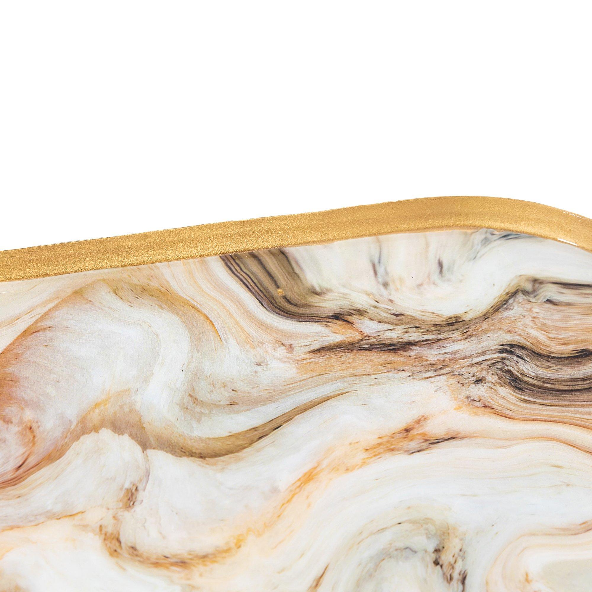 Brown - Gallery - Sahara Round Marbled Tray (Set of 3) - 3