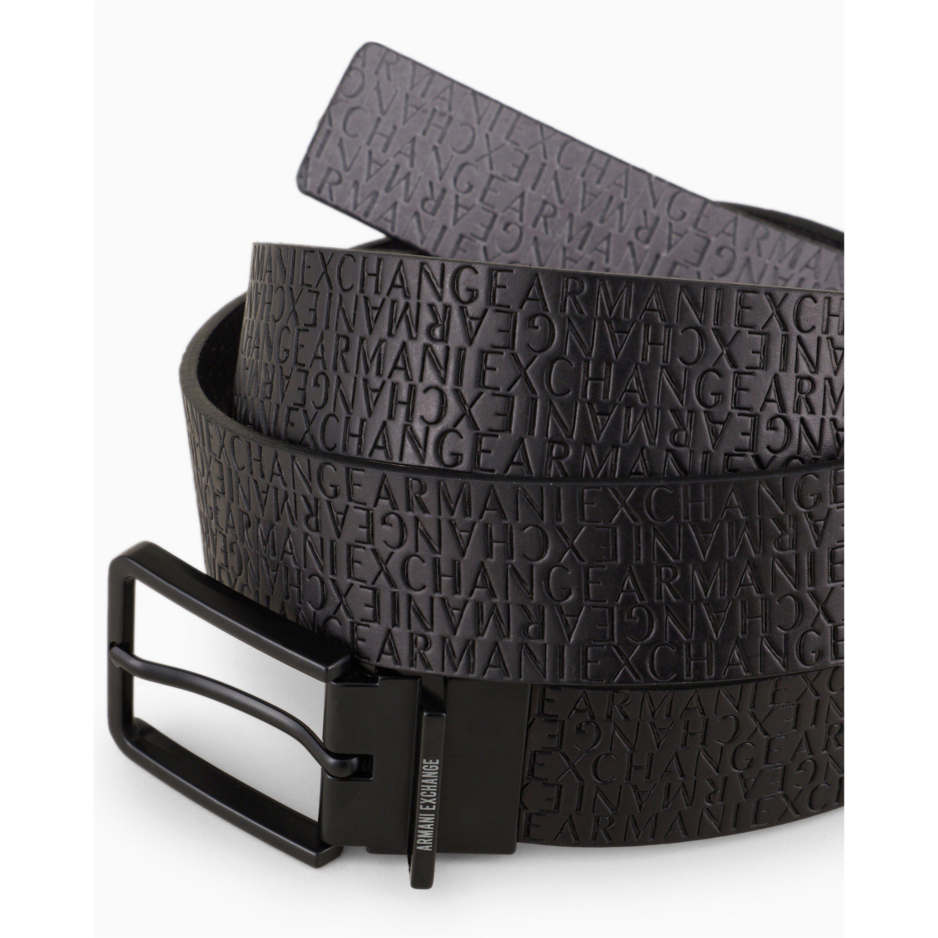 Black/Grey - Armani Exchange - Men's Tongue Leather Belt - 5