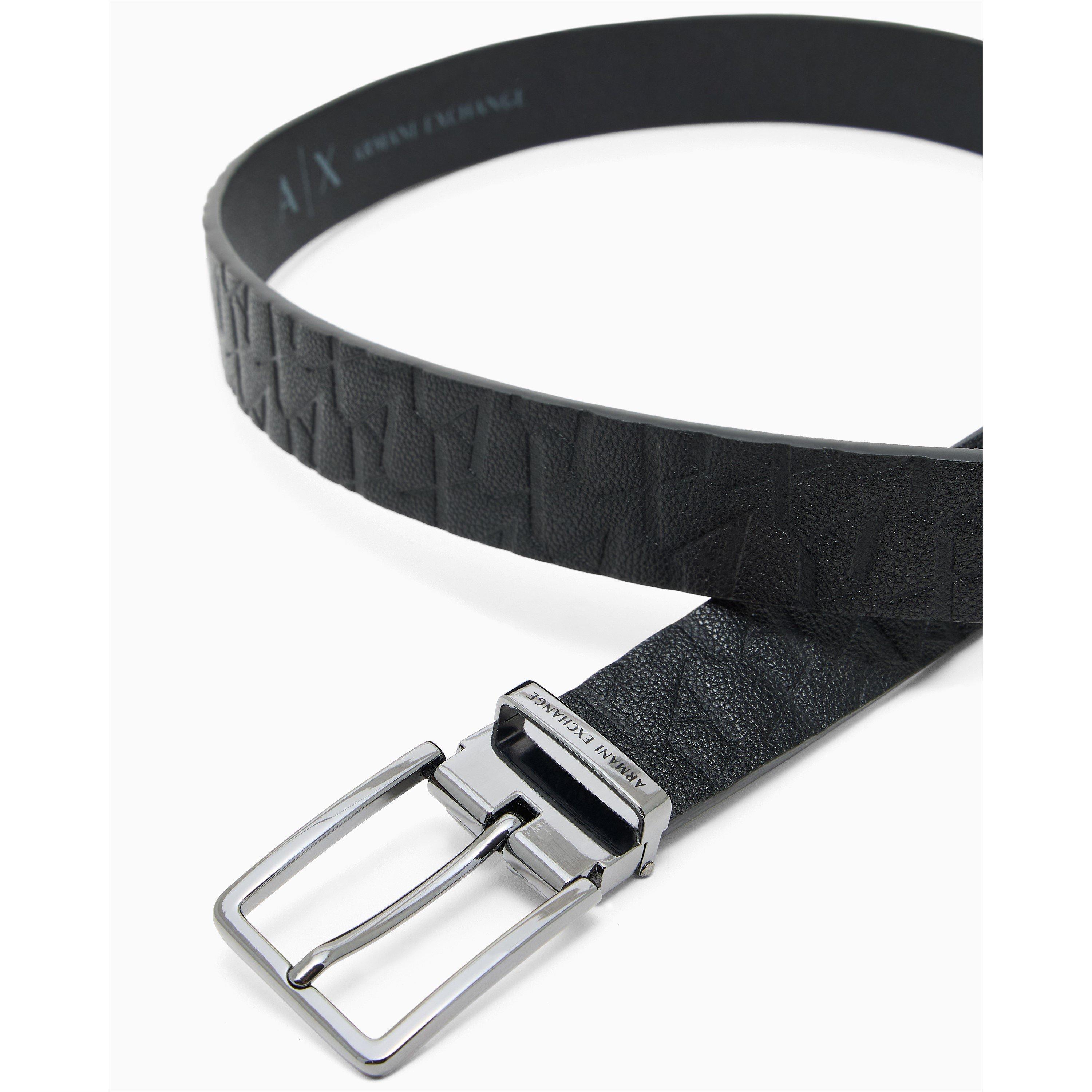 Black - Armani Exchange - Men's Tongue Leather Belt - 3