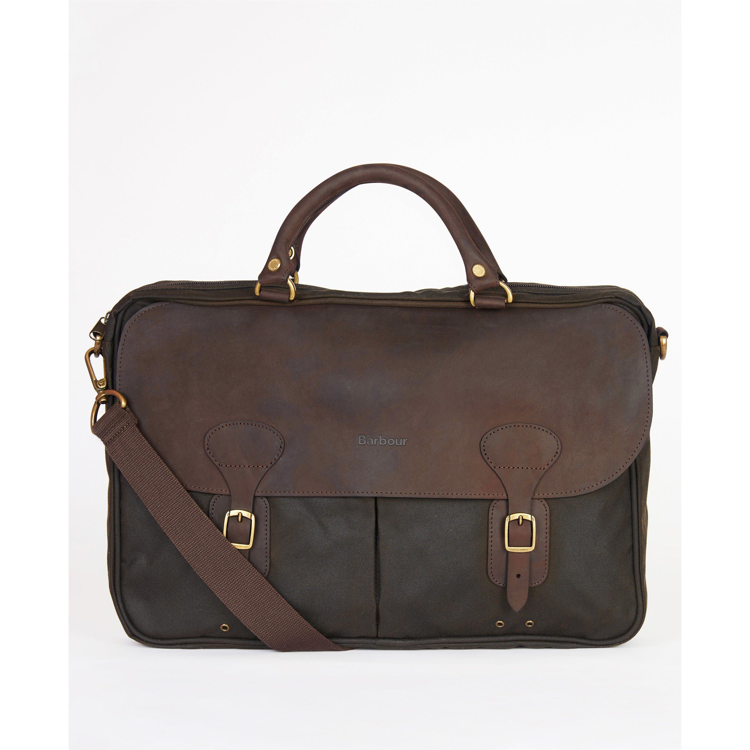 Olive OL71 - Barbour - Waxed Cotton and Leather Briefcase - 1