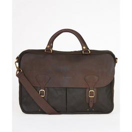 Barbour Waxed Cotton and Leather Briefcase