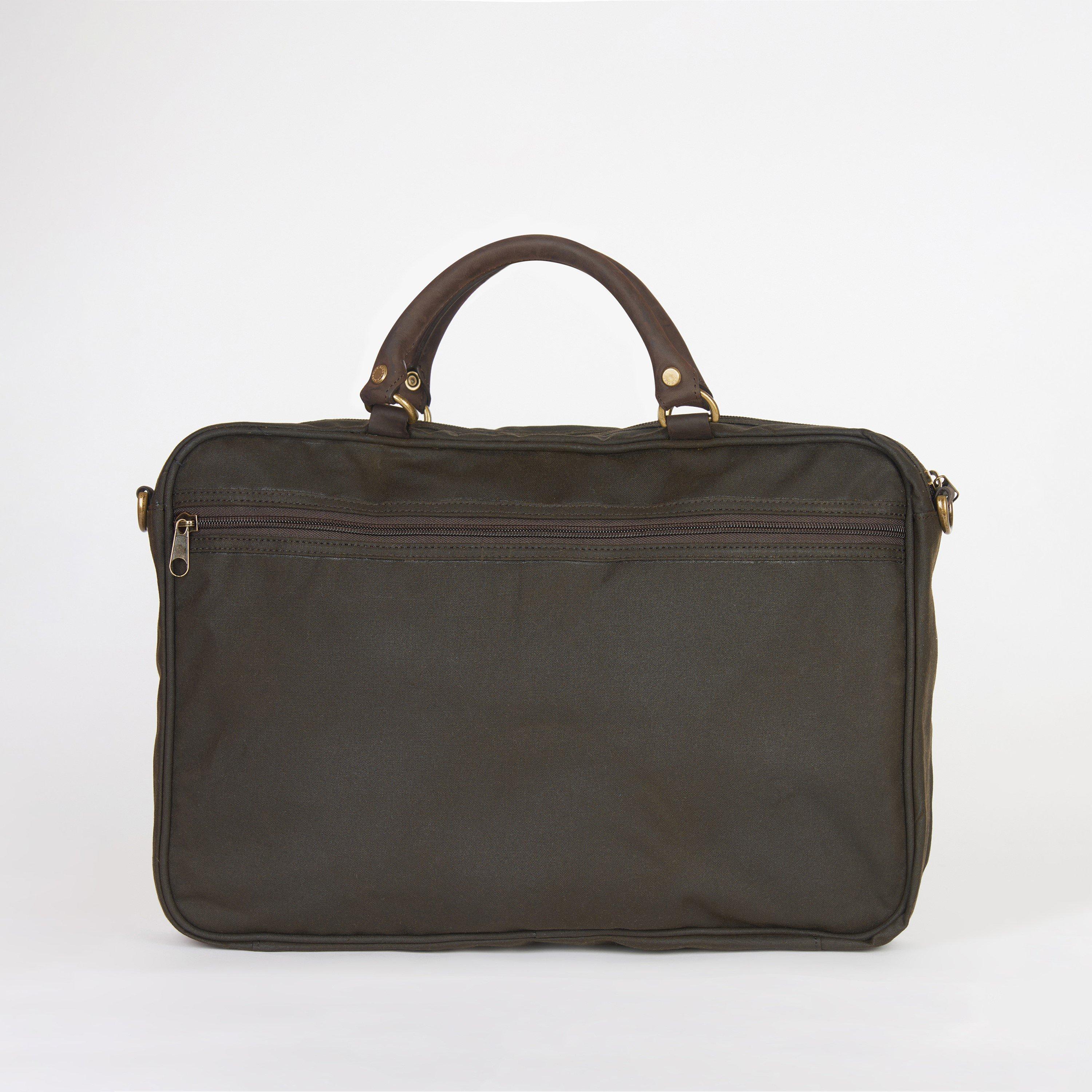 Olive OL71 - Barbour - Leather / Waxed Canvas Document Bag - 2