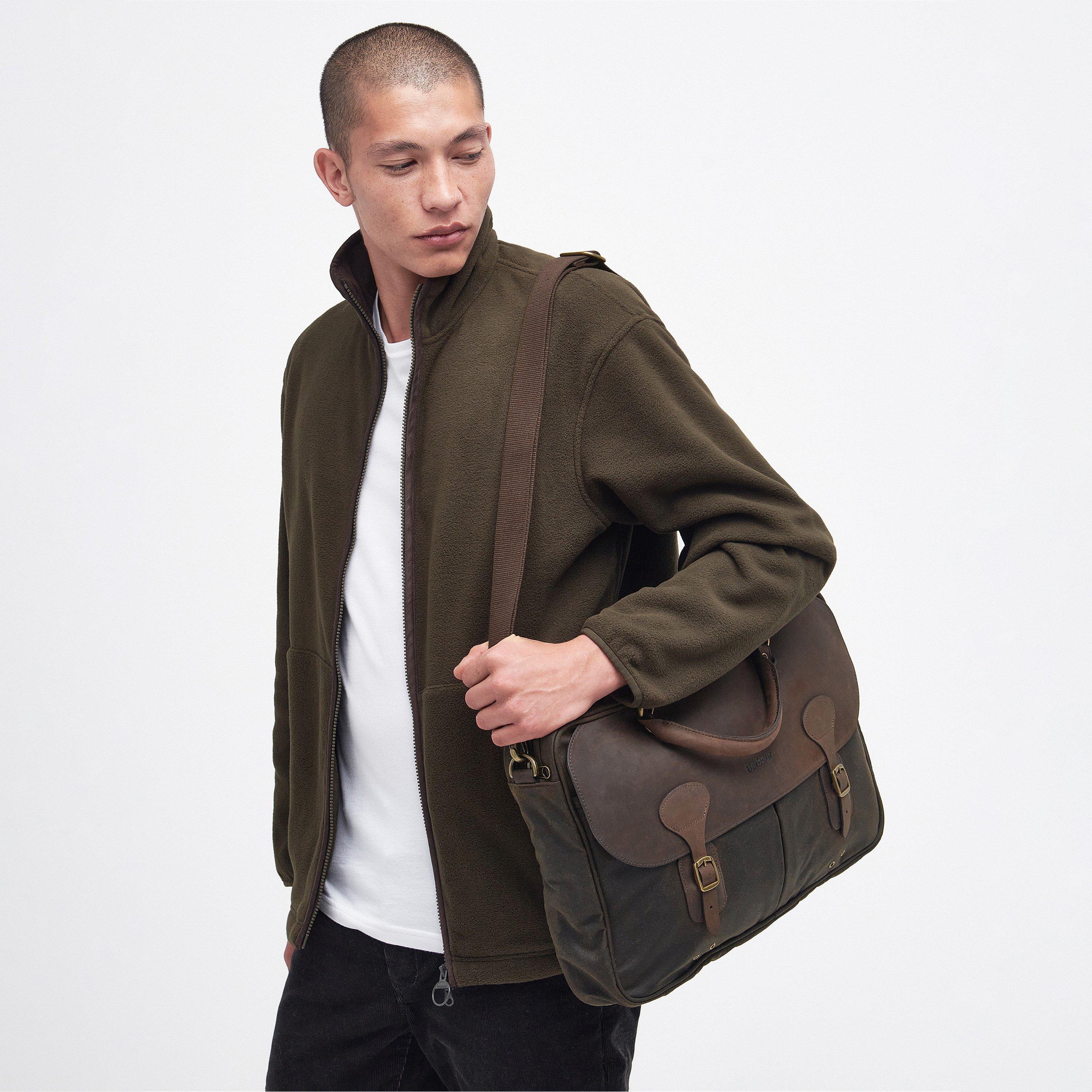 Olive OL71 - Barbour - Leather / Waxed Canvas Document Bag - 3