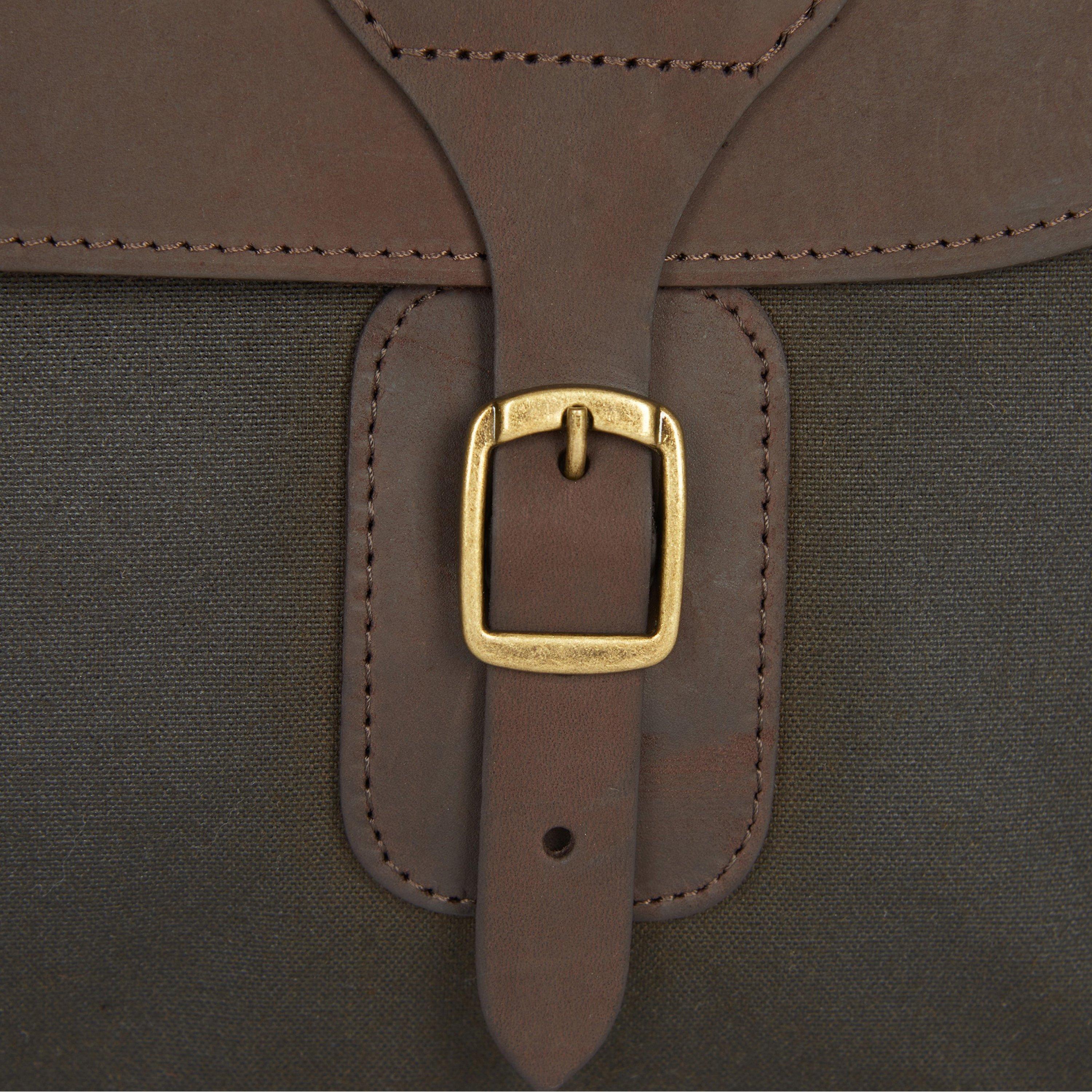 Olive OL71 - Barbour - Leather / Waxed Canvas Document Bag - 4