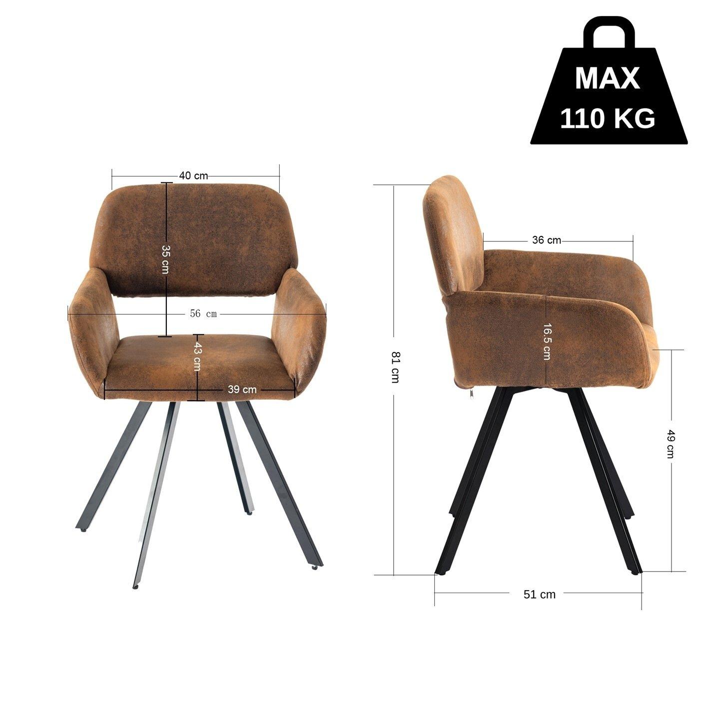 Brown Suede - Jack Wills - Swivel Dining Chairs Set of 2 - 5
