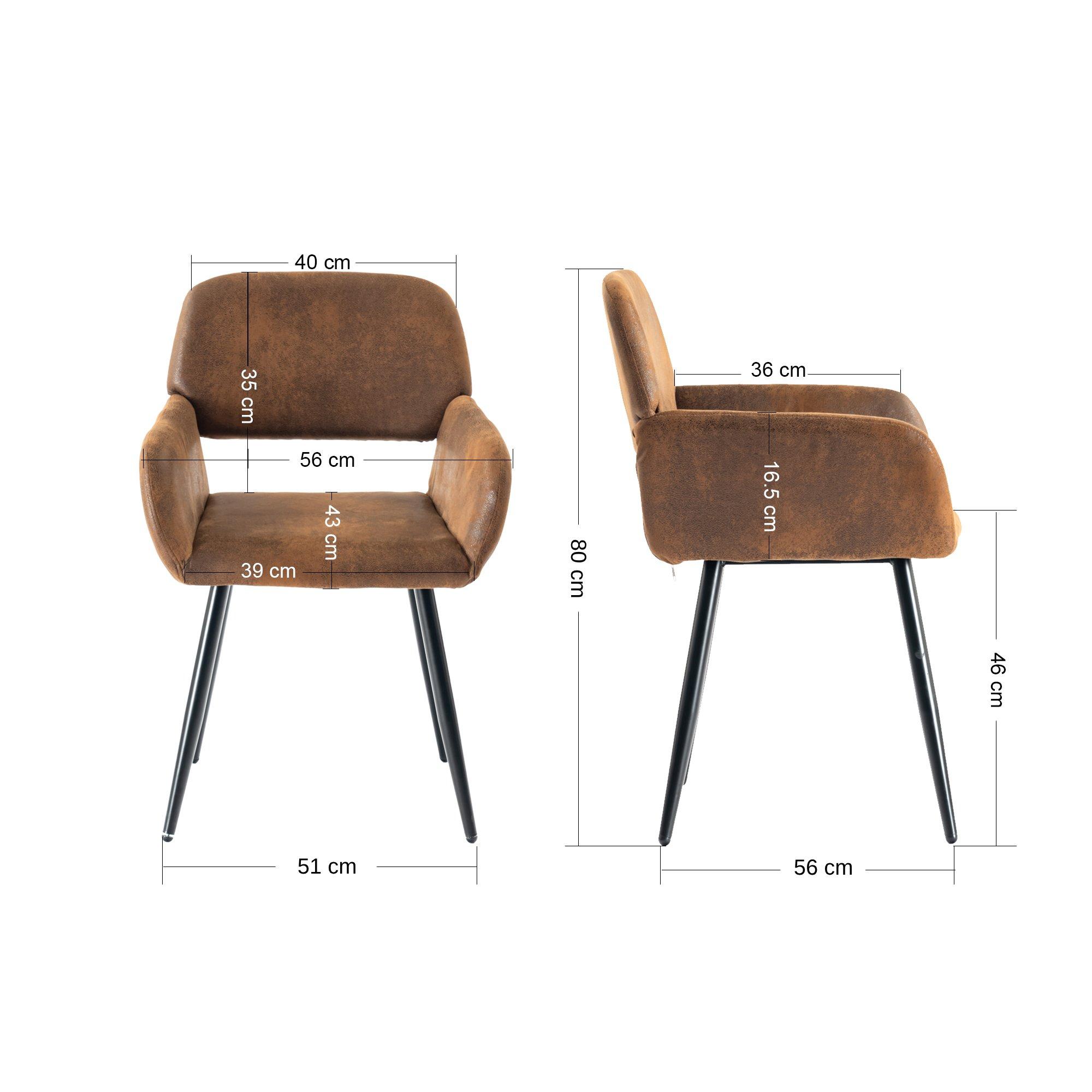 Brown Suede - Biba - Dining Chairs Pair - 8