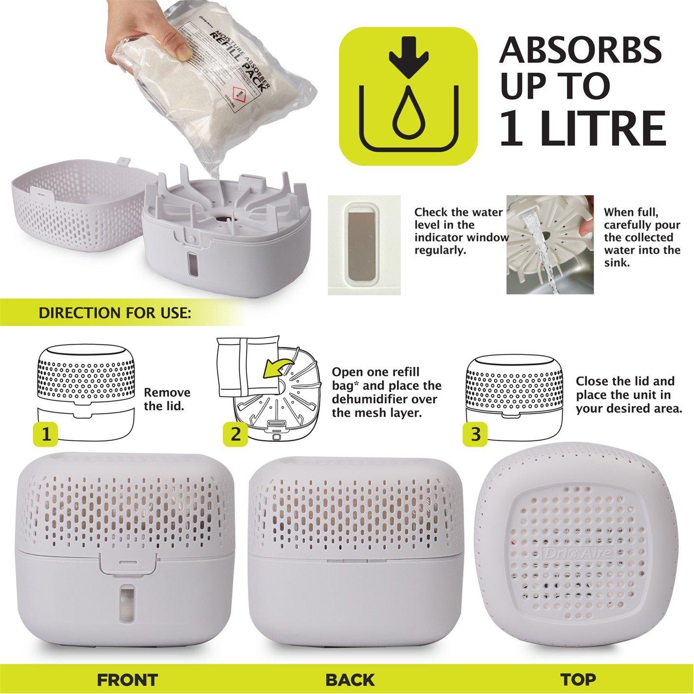 Cream - Dri Aire - Premium Medium Moisture Absorber Dehumidifier - 4