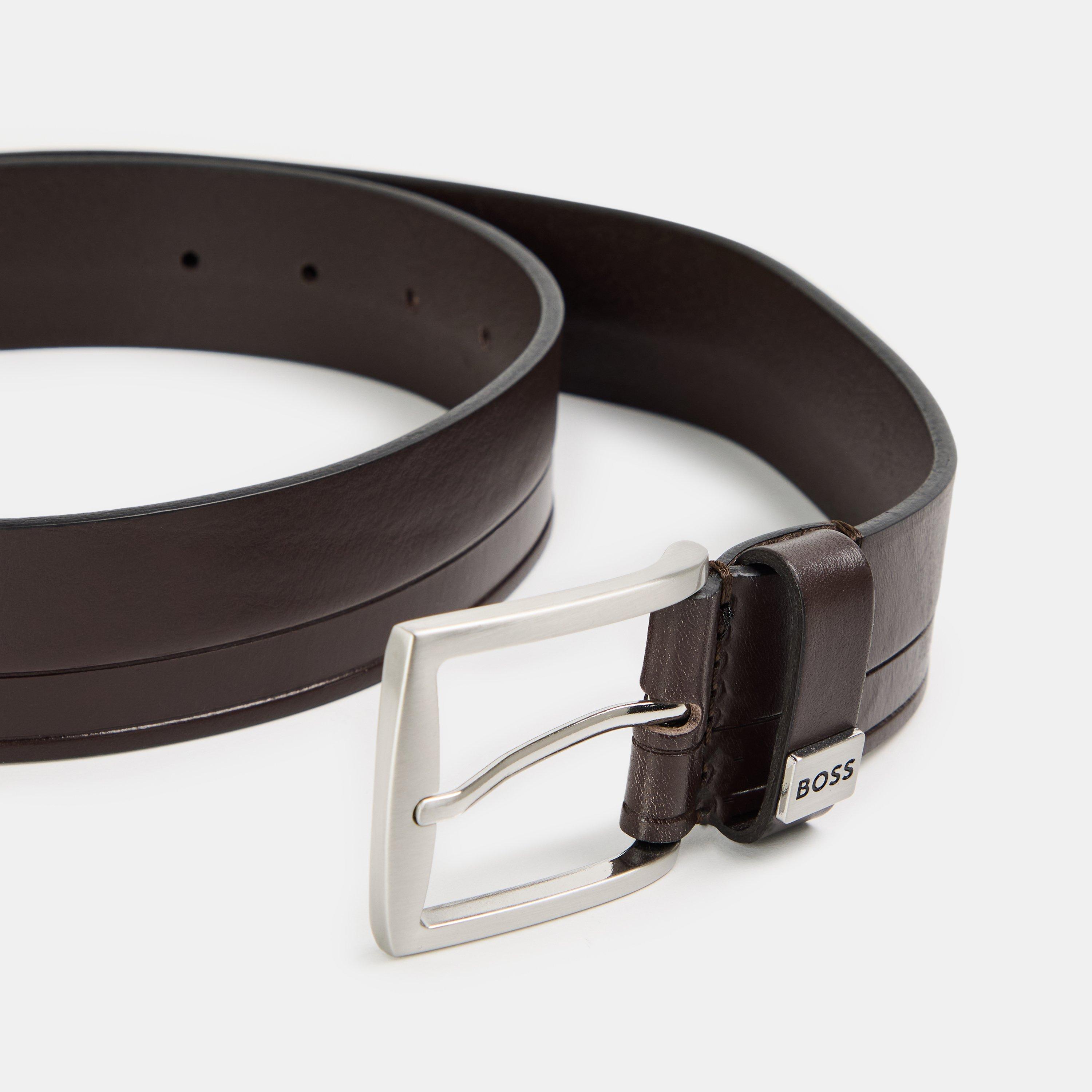 Dark Brown - Boss - Men's Saltrio Leather Belt - 3