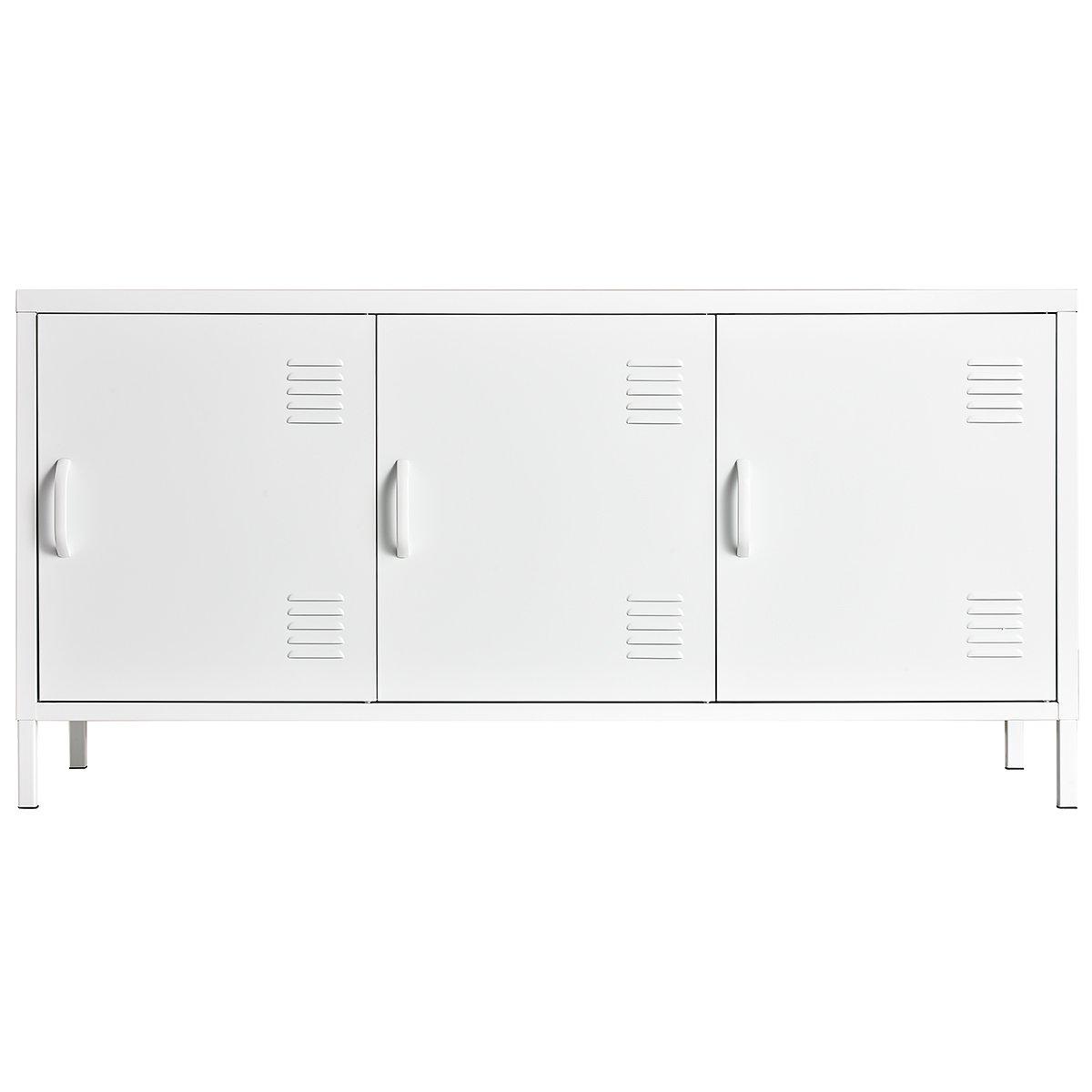 White - FurnitureR - Storage Cabinet with 3 Doors 120 cm Locker-Style Sideboard - 3