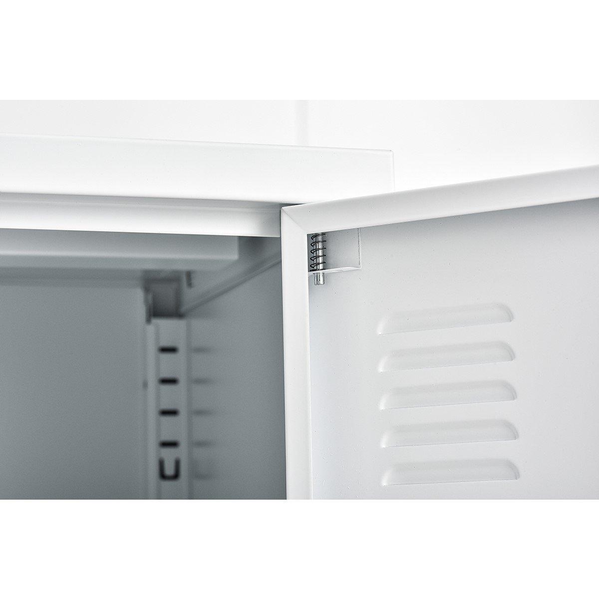 White - FurnitureR - Storage Cabinet with 3 Doors 120 cm Locker-Style Sideboard - 9