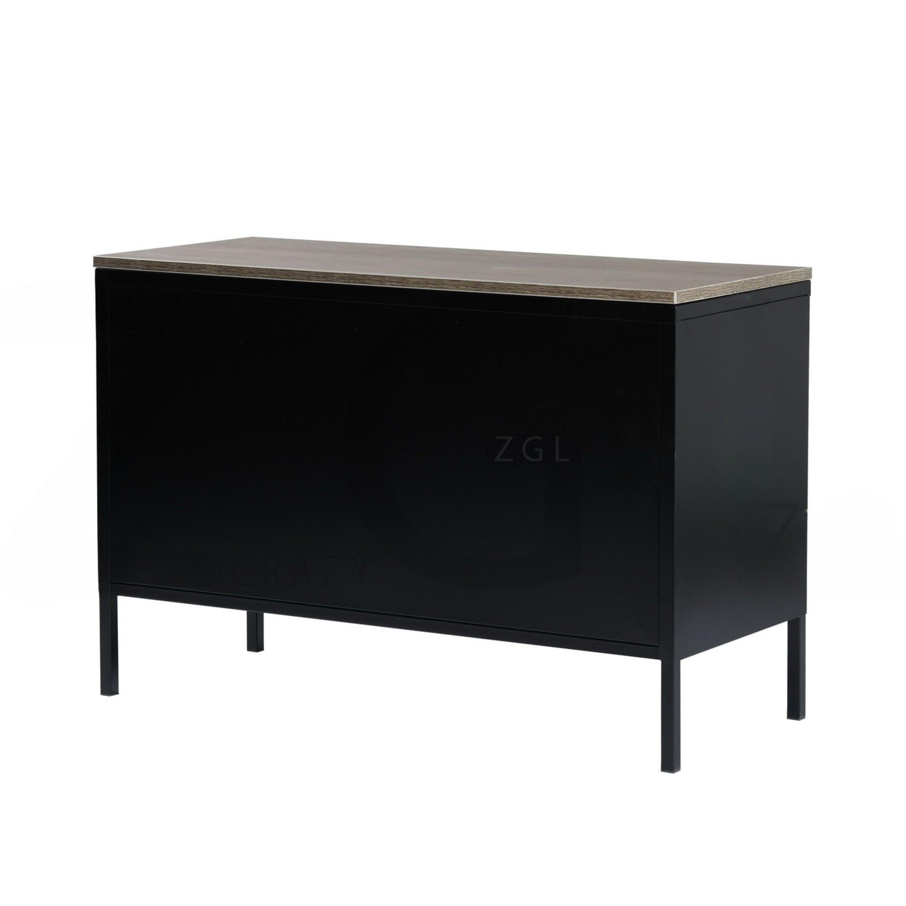 Dark Brown - FurnitureR - Storage Cabinet with Shelves and Perforated Door 96.5 x 40 x 64.5 cm - 5