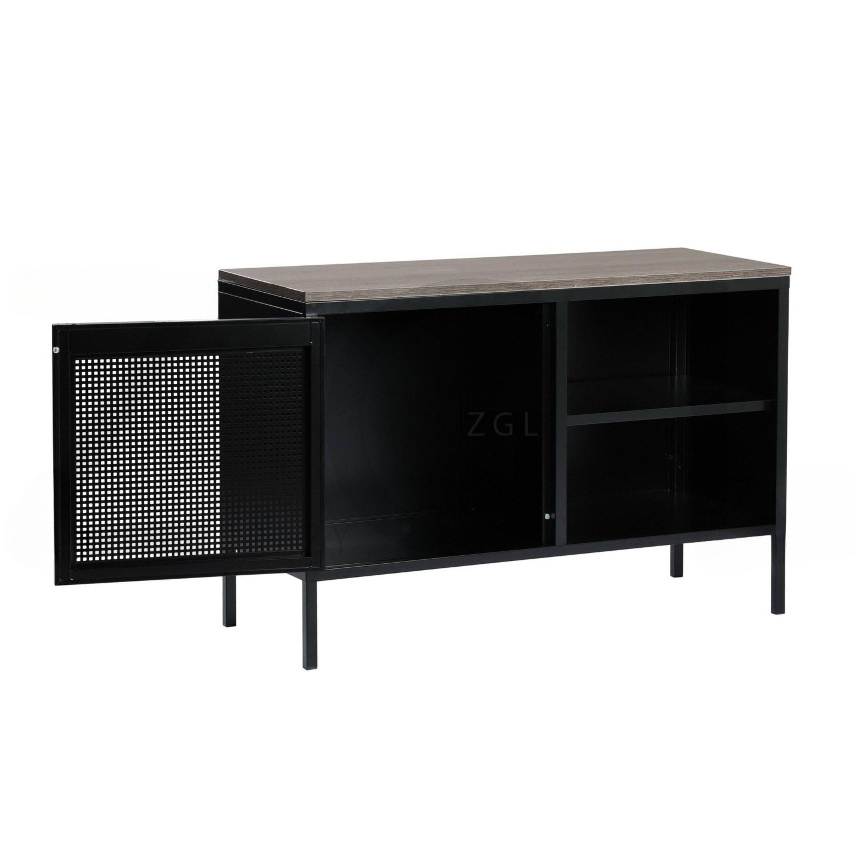 Dark Brown - FurnitureR - Storage Cabinet with Shelves and Perforated Door 96.5 x 40 x 64.5 cm - 6