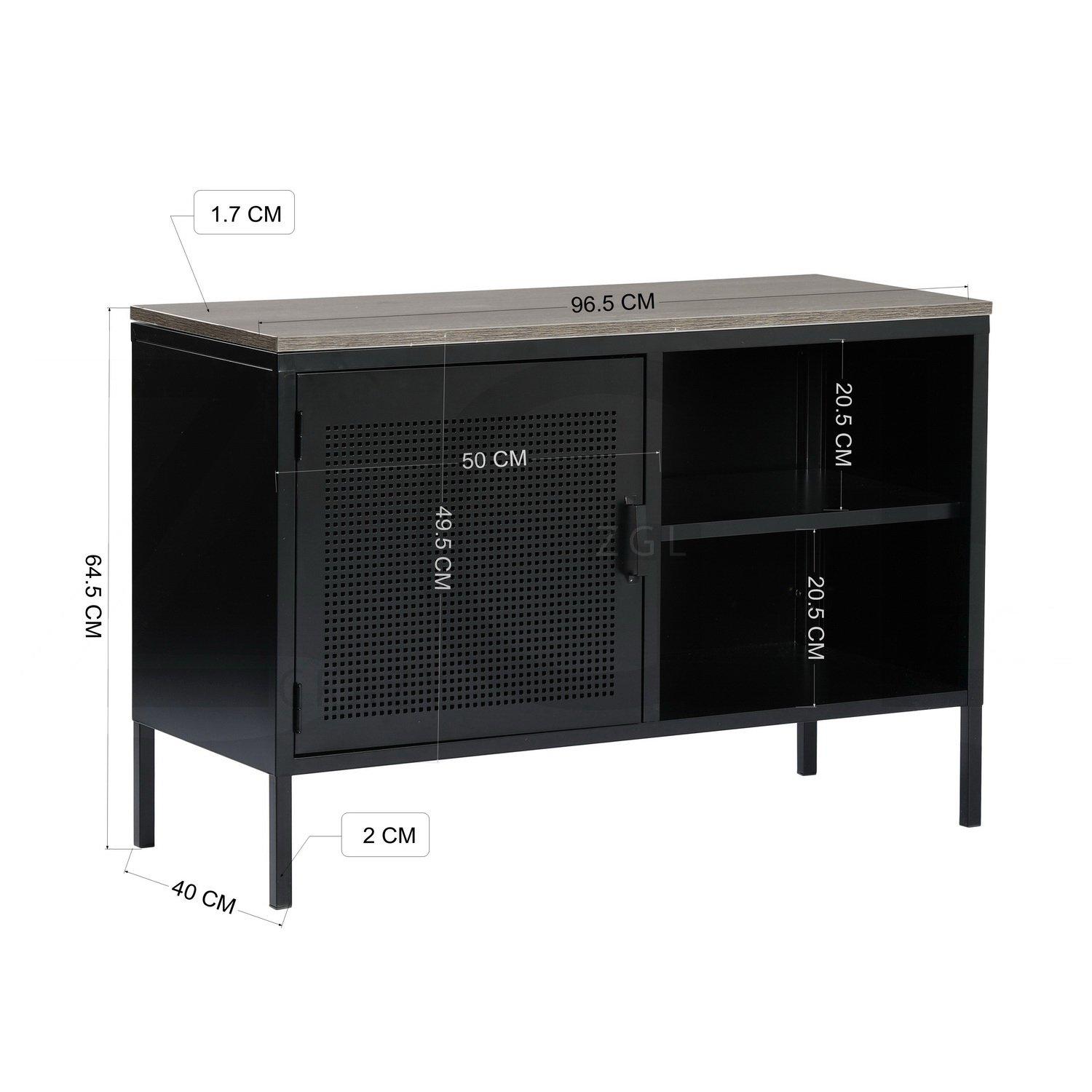 Dark Brown - FurnitureR - Storage Cabinet with Shelves and Perforated Door 96.5 x 40 x 64.5 cm - 7