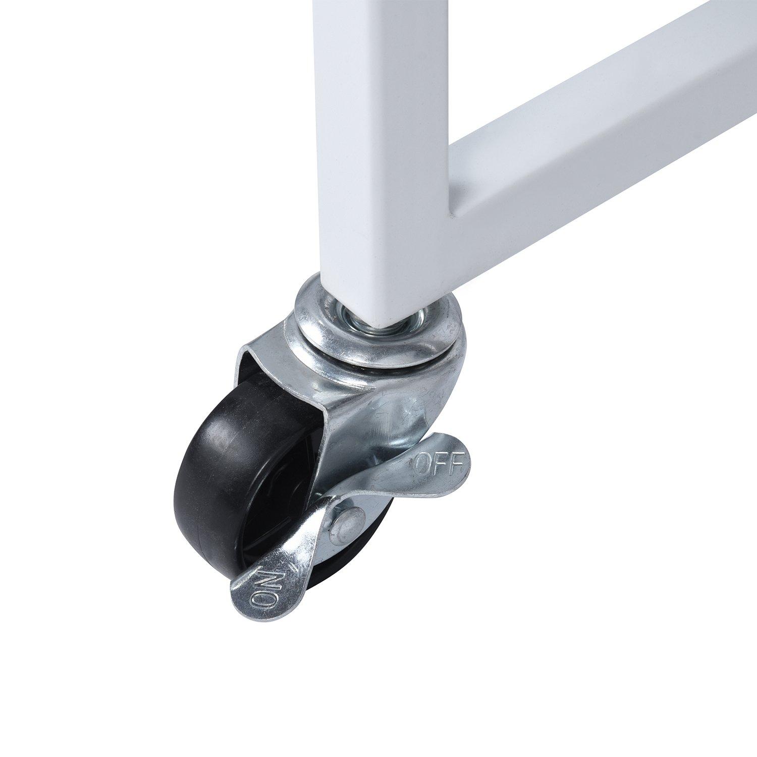 White - FurnitureR - Metal Storage Cabinet with Mesh Doors and Locking Wheels 90 x 46 x 67 cm - 13