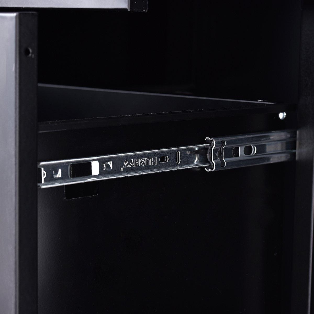 Black - FurnitureR - Storage Cabinet with Drawers and Shelves Sideboard Organizer for Living Room and Office - 11