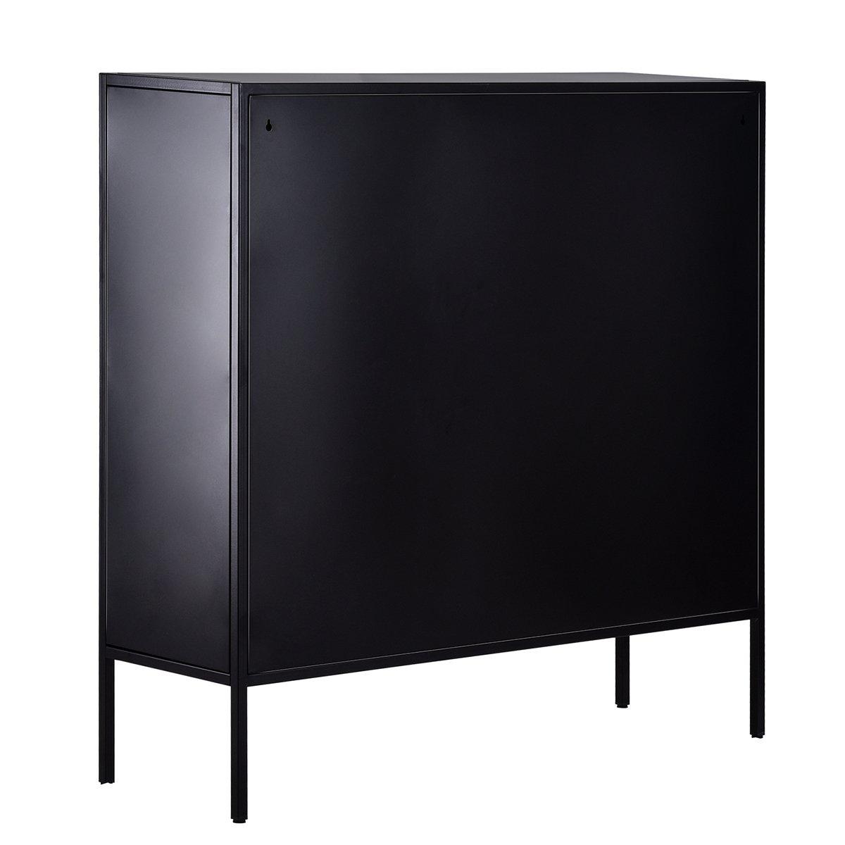 Black - FurnitureR - Storage Cabinet with Drawers and Shelves Sideboard Organizer for Living Room and Office - 4