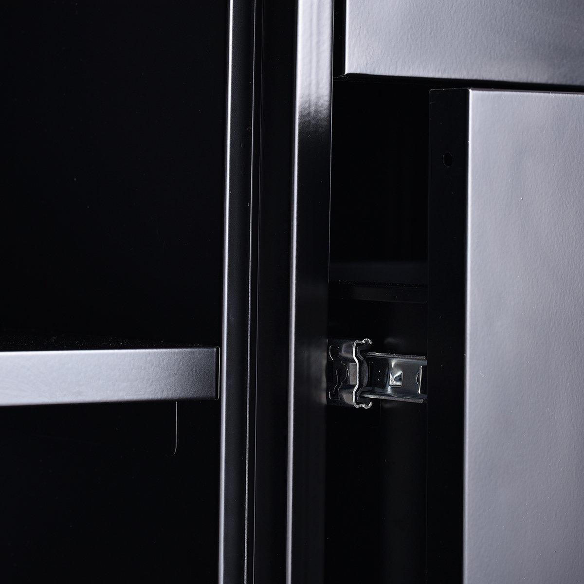 Black - FurnitureR - Storage Cabinet with Drawers and Shelves Sideboard Organizer for Living Room and Office - 10