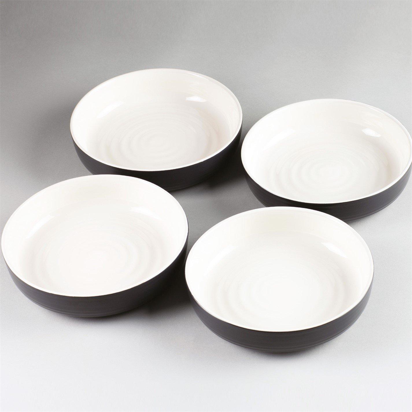 Black/Cream - Carnaby - Set of 4 Pasta Bowls - 1