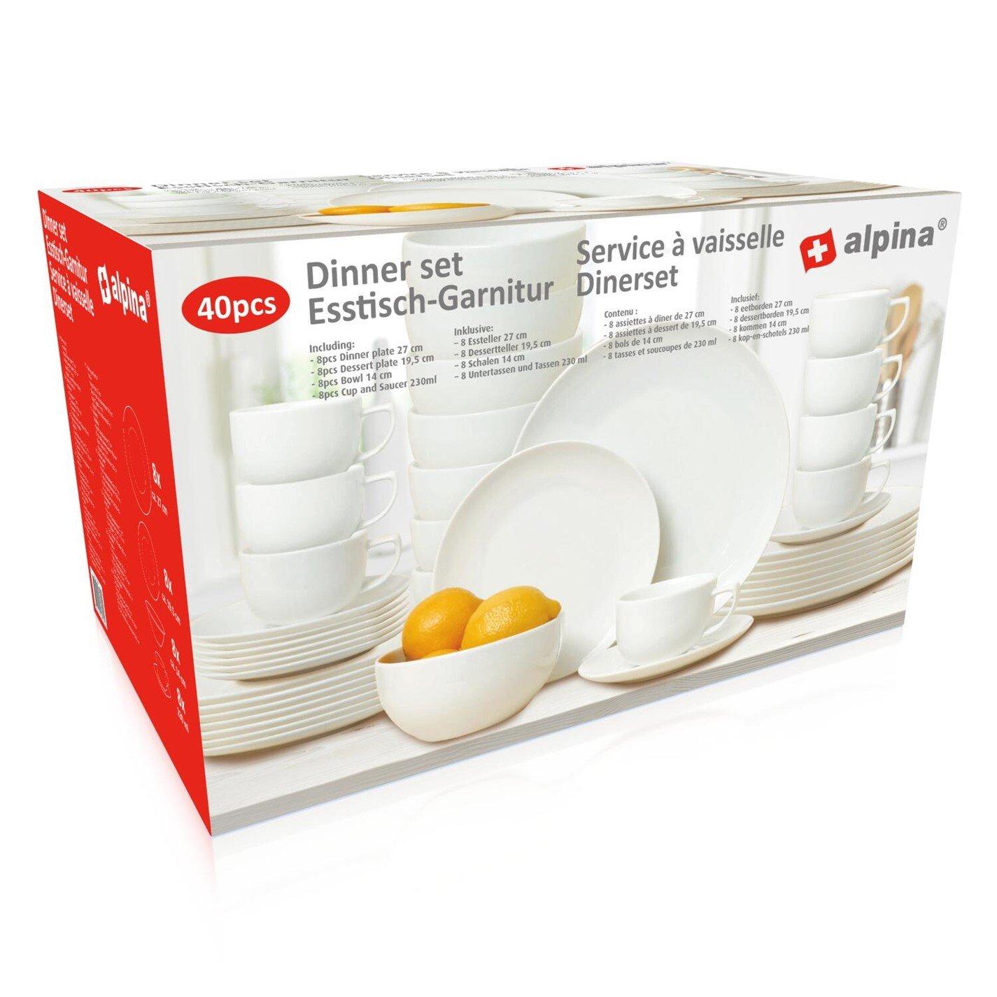 White - Alpina - Dinner Set 40pc - 4