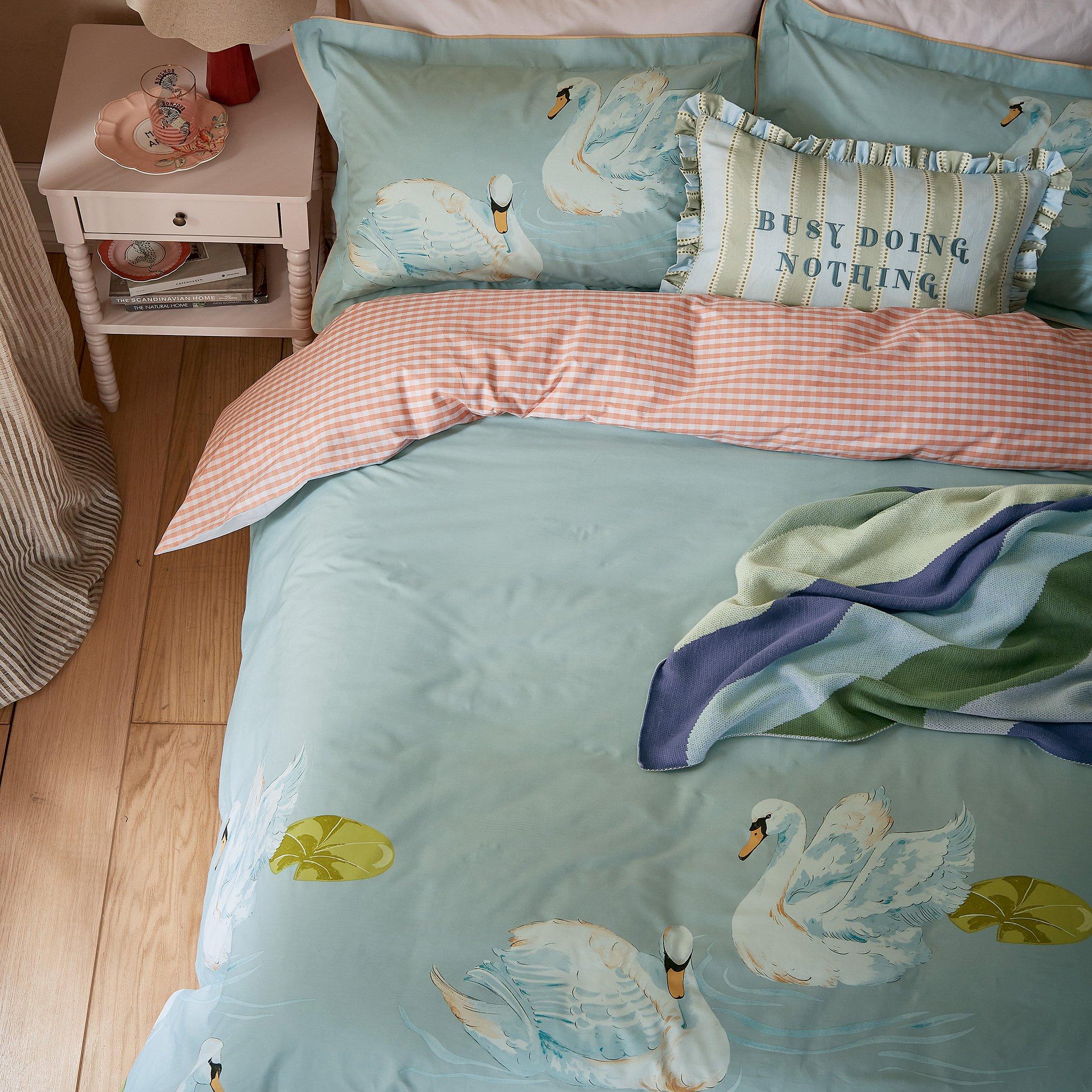 Aqua - Yvonne Ellen - Sister Swans Duvet Cover Set - 3