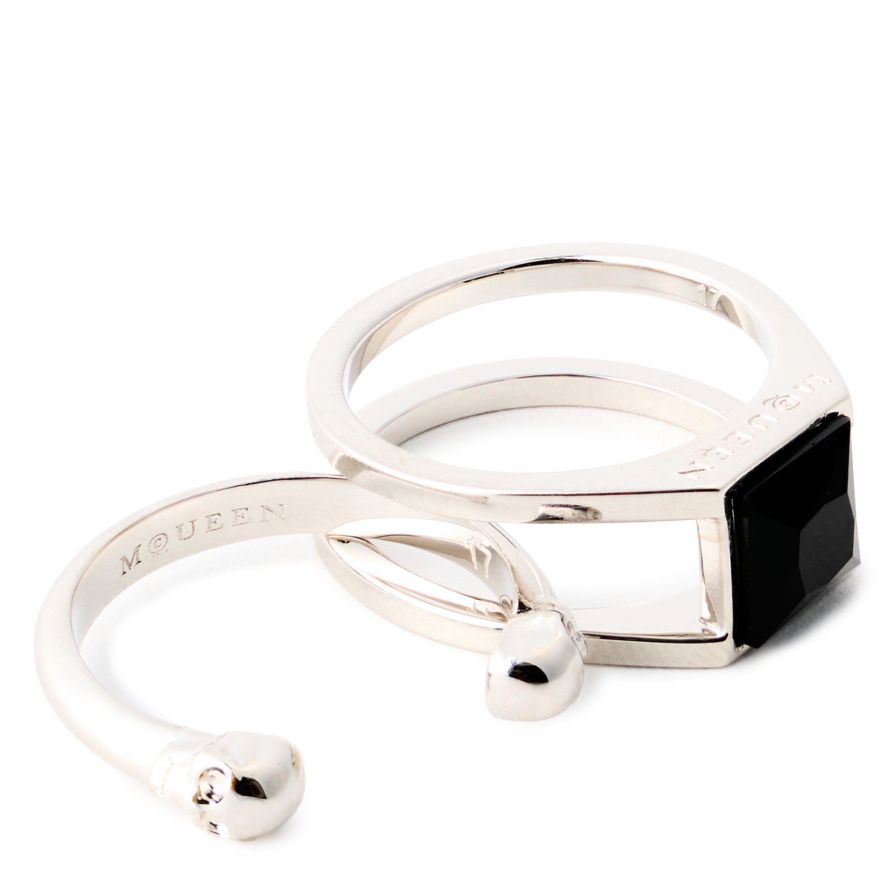 Jet/Silver - Alexander McQueen - Alex Twin Skull Ring Sn61 - 2