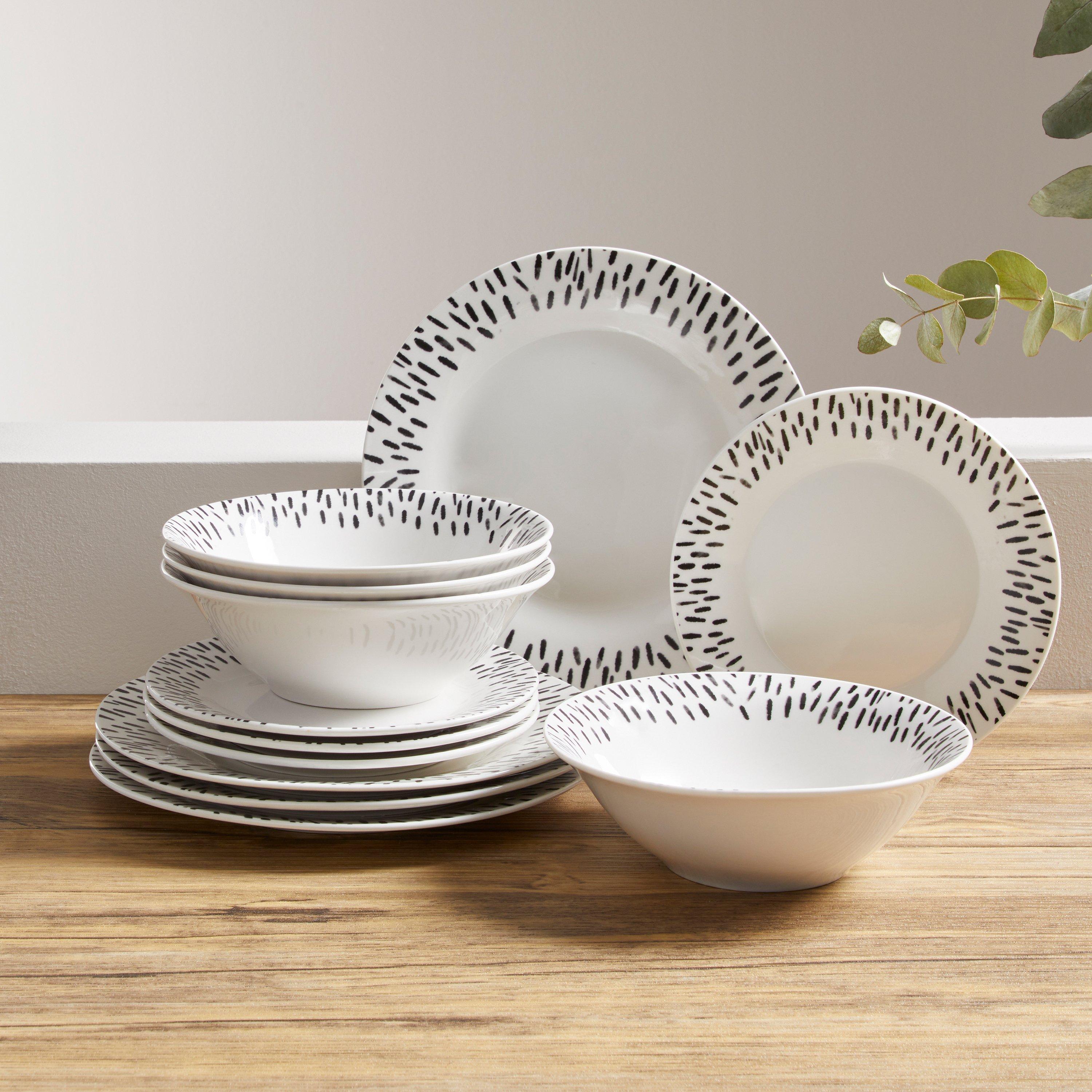 Biba  12 Piece Spot Porcelain Dinner Set - White